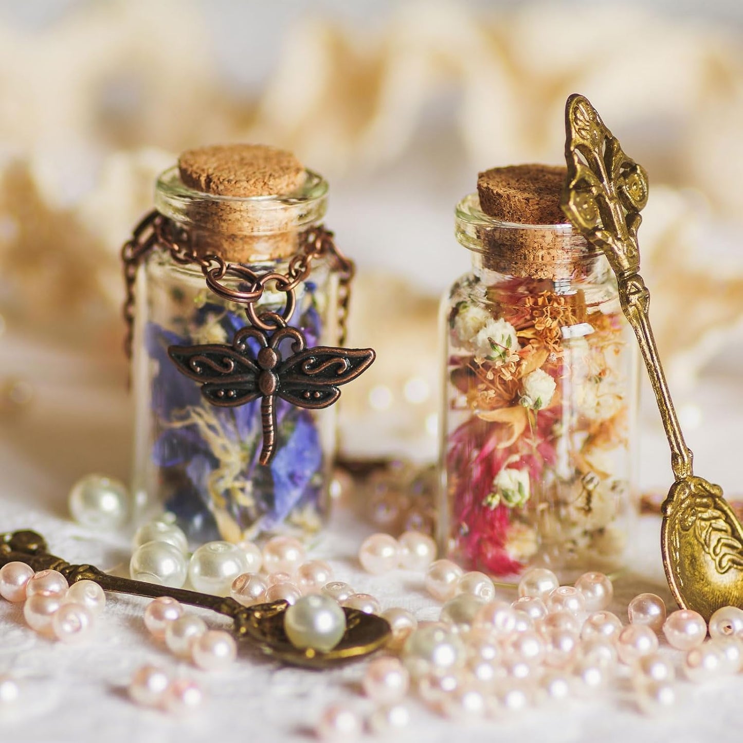 uxcell 10Pcs Mini Glass Bottles with Cork Stoppers, 15ml Small Clear Bottles Glass Empty Jars Vials for DIY Crafts Party Wedding Decor Favors