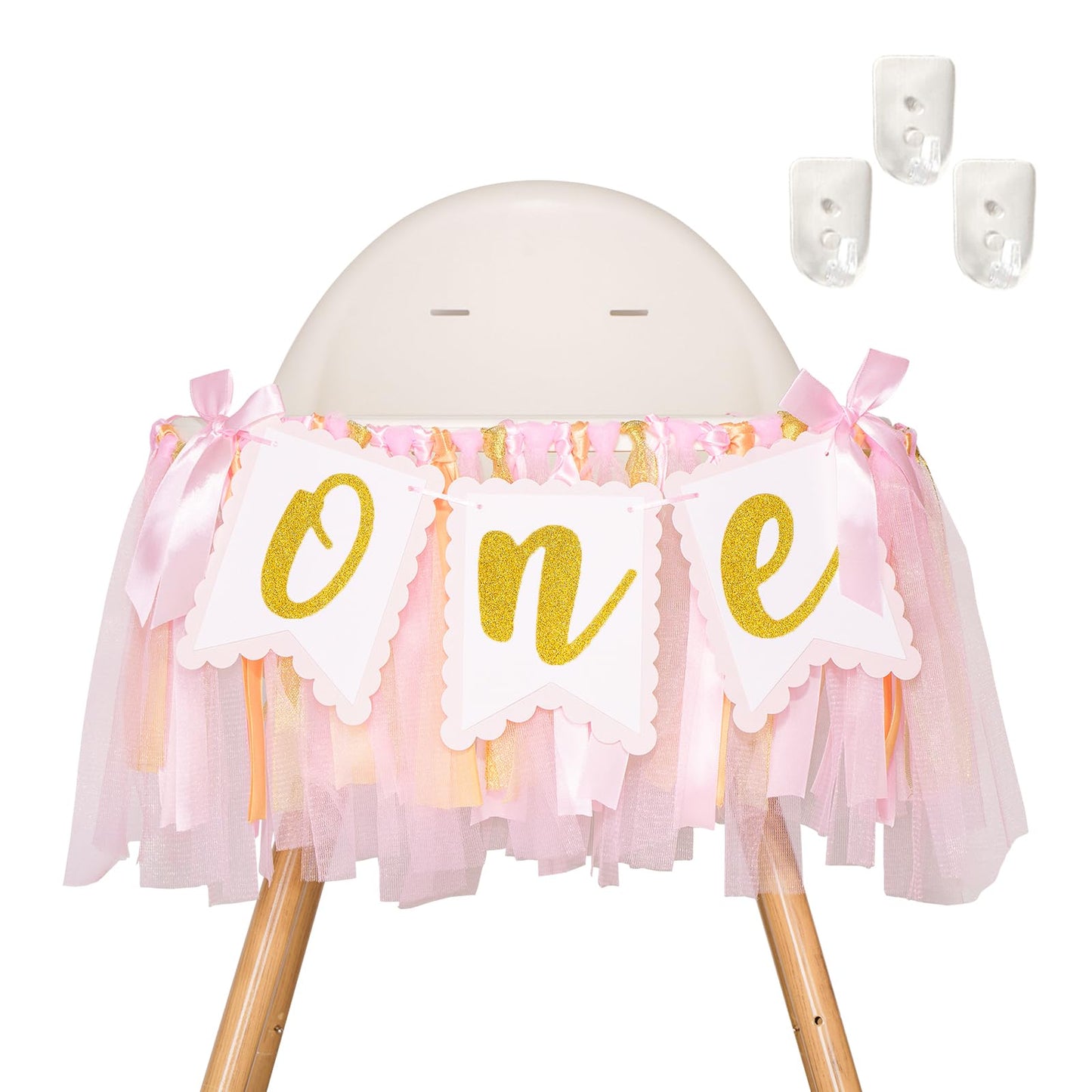 1st Highchair Banner Birthday Girl - NO DIY First Birthday Highchair Banner Pink One Year Old