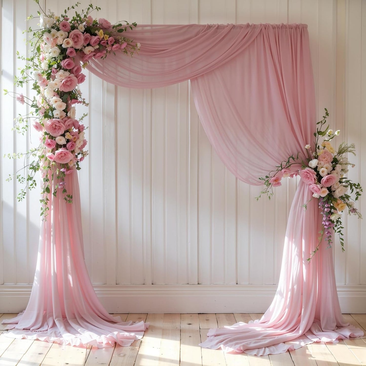 Wedding Arch Draping Fabric 1 Panel 18Ft Dusty Rose Chiffon Fabric Drapery Wedding Ceremony Reception Swag Decorations