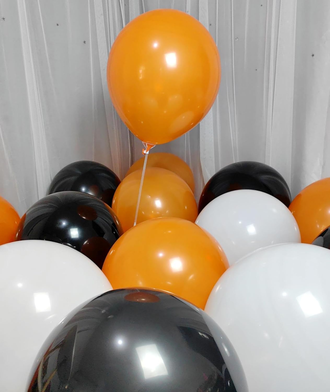 90 Pack Black White Orange Balloons 100 of each of the 3 colors 18 inch Black White Orange Latex Party Balloon Bulk for Various Party Events Decorations
