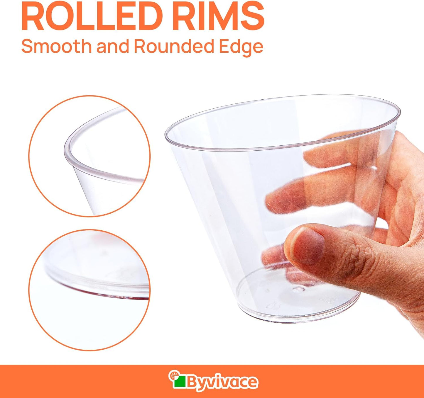 200 Counts 9 OZ. Clear Hard Plastic Cups - Old Fashioned Party Tumblers, 9 Ounce Squat Cups for Party