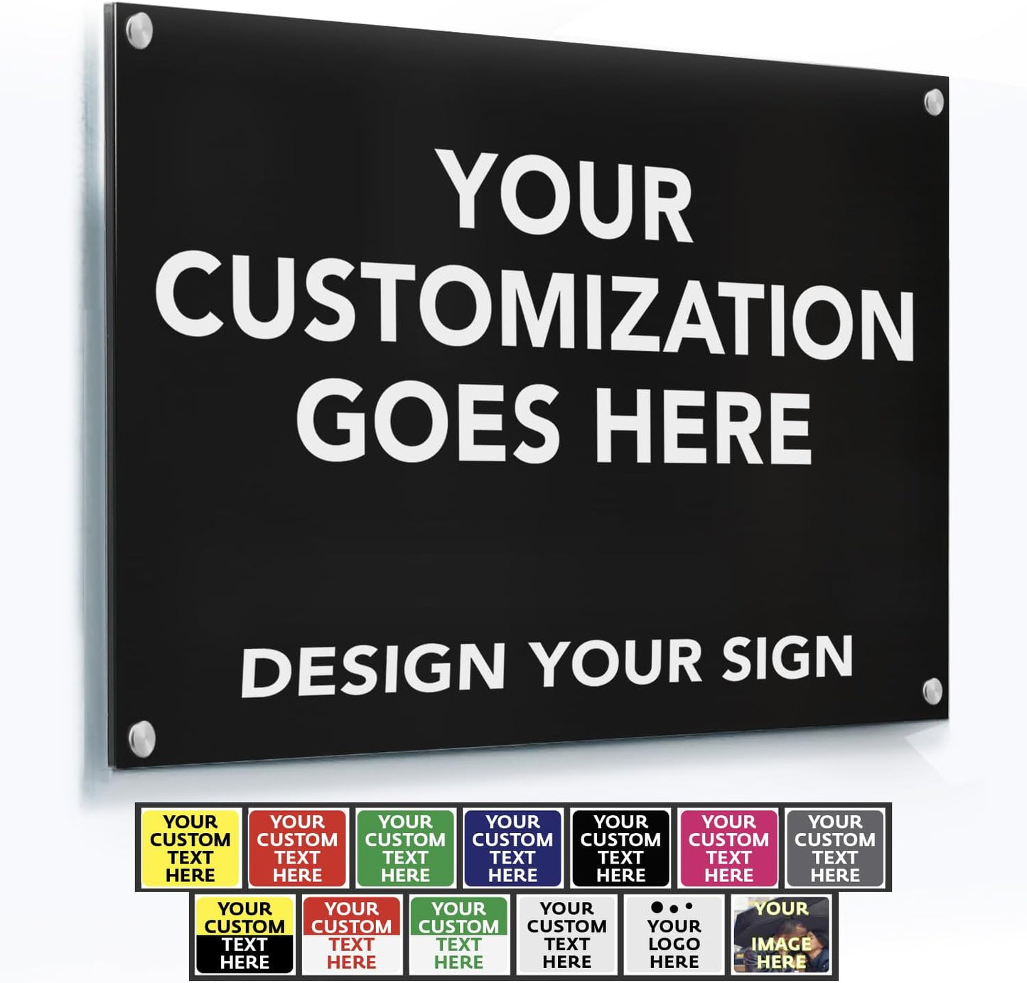 Custom Outdoor Metal Sign - Personalized Aluminum Safety and Business Signs, Waterproof (Black Background, White Aluminum, 36x24 In)