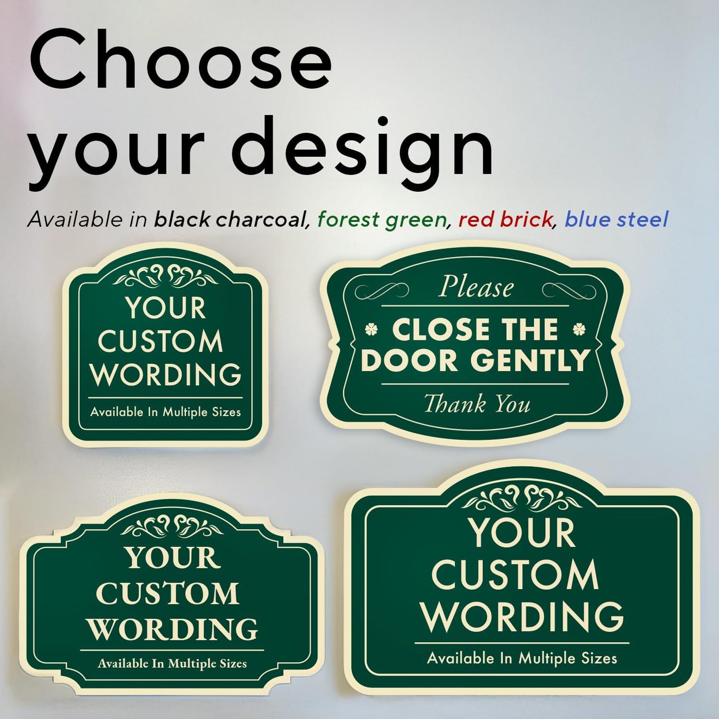 Custom Decorative Outdoor Metal Sign - Personalized Aluminum Driveway Sign, Waterproof, Made in USA - Design 2 Forest Green 12x12 In