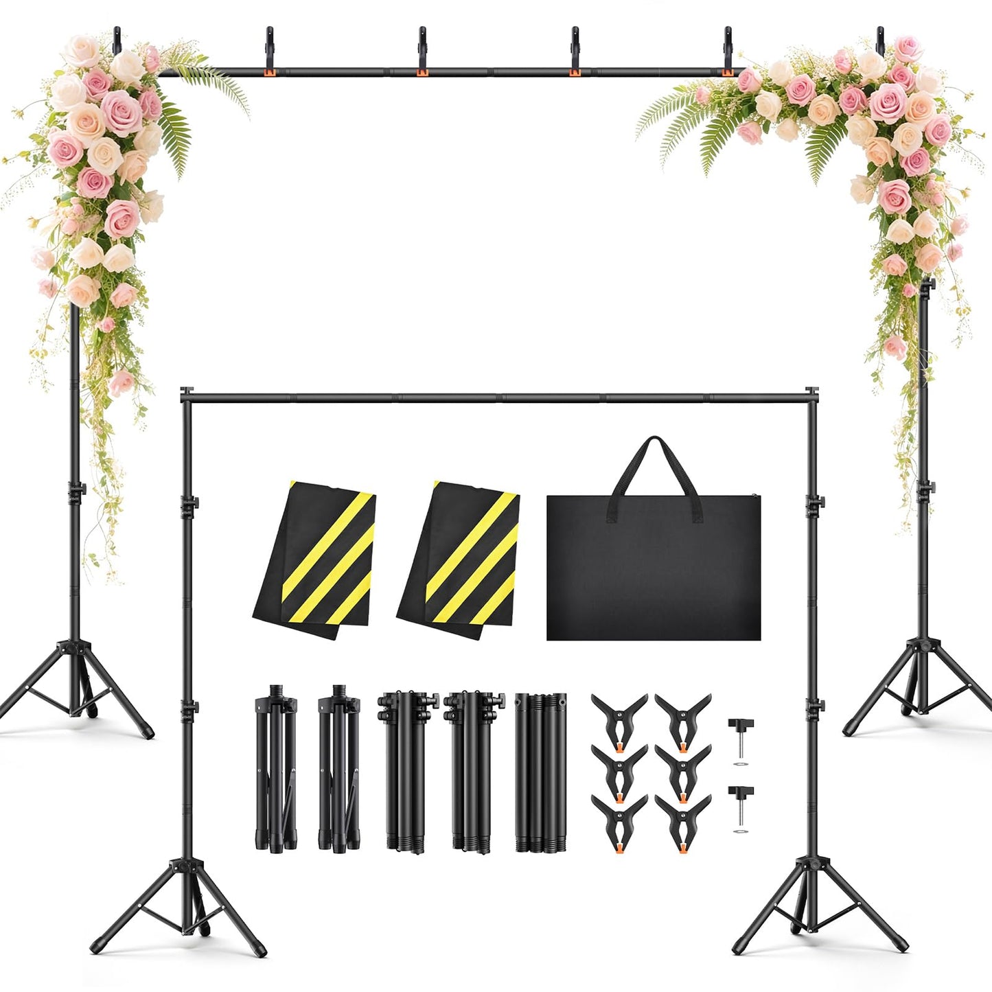 Backdrop Stand 10x7.5ft, Height Adjustable and Width Adjustable Backdrop Stand, Back Drop Stand for