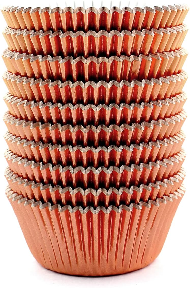 Eoonfirst Rose Gold Foil Cupcake Case Liners Valentine's Day Baking Muffin Paper Cups 198 Pcs