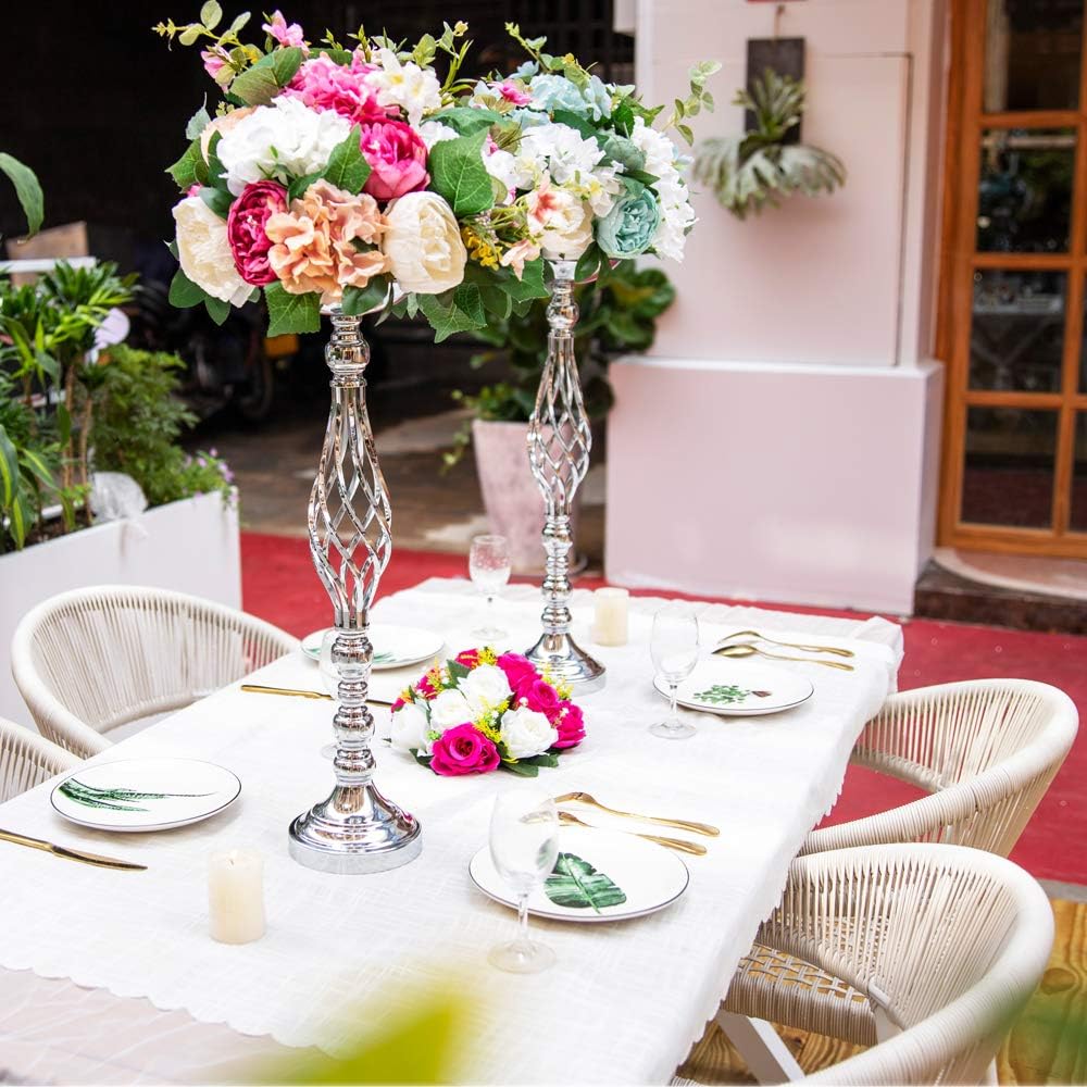 Twist Candleholder Stands & Metal Centerpieces for Reception Tables - Wedding Flower Arrangement Vases for Home Decor