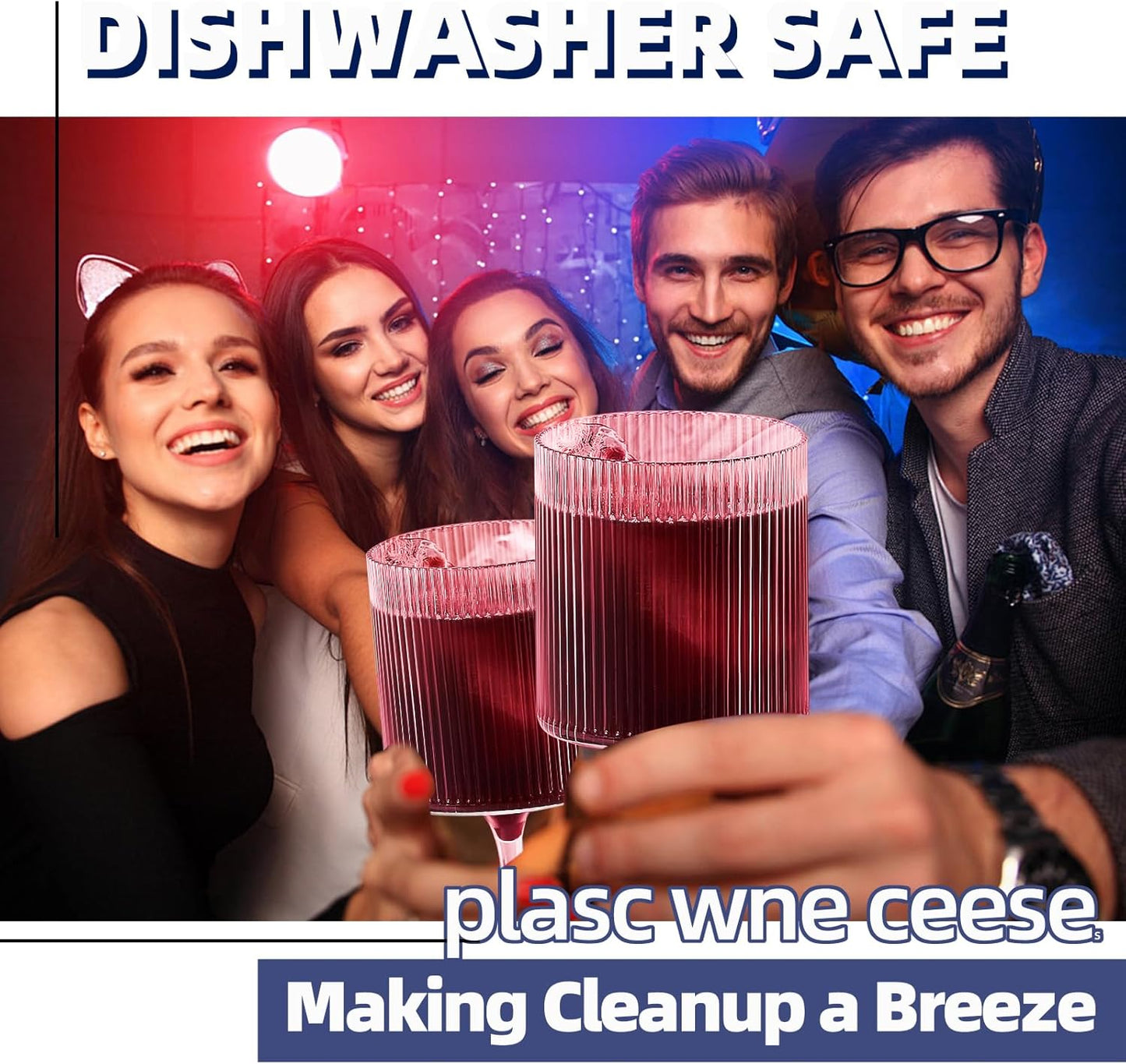 Plastic Goblets Wine Glasses - 12Oz Acrylic Wine Glasses Origami Unbreakable Clear Plastic Cocktail Glasses Recyclable Shatterproof Reusable Wine Cups for Parties & Weddings (Pink)