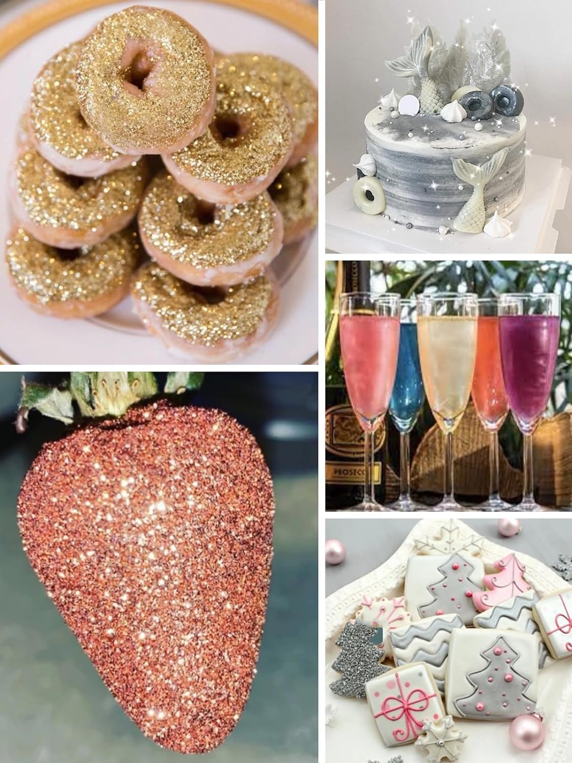 Shanlinly White Edible Glitter for Cakes Drinks - Food Grade 5g Shimmer Luster Glitter Dust Edible Glimmer Powders for Strawberries, Sprinkle on Sparkle, Chocolate, Cookie, Cupcake, Cocktail, Vegan