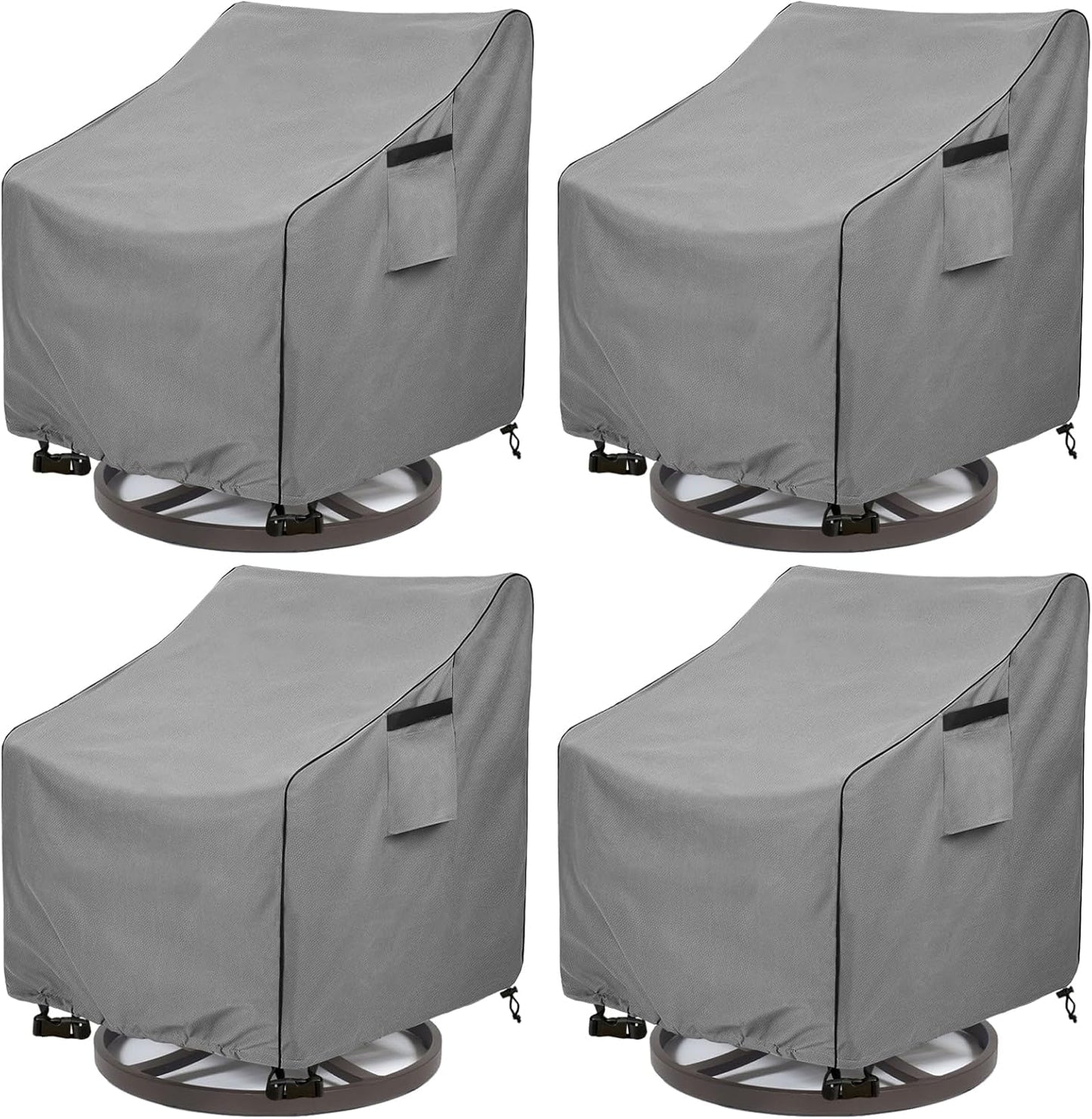 okcool Patio Swivel Chair Cover 4 Pack,Waterproof Heavy Duty Outdoor Chair Covers,Outdoor Swivel Chair Cover for Patio Furniture Covers(33 W x 35 D x 38.5 H inches),Grey