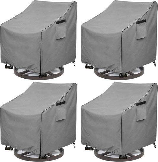 okcool Patio Swivel Chair Cover 4 Pack,Waterproof Heavy Duty Outdoor Chair Covers,Outdoor Swivel Chair Cover for Patio Furniture Covers(33 W x 35 D x 38.5 H inches),Grey