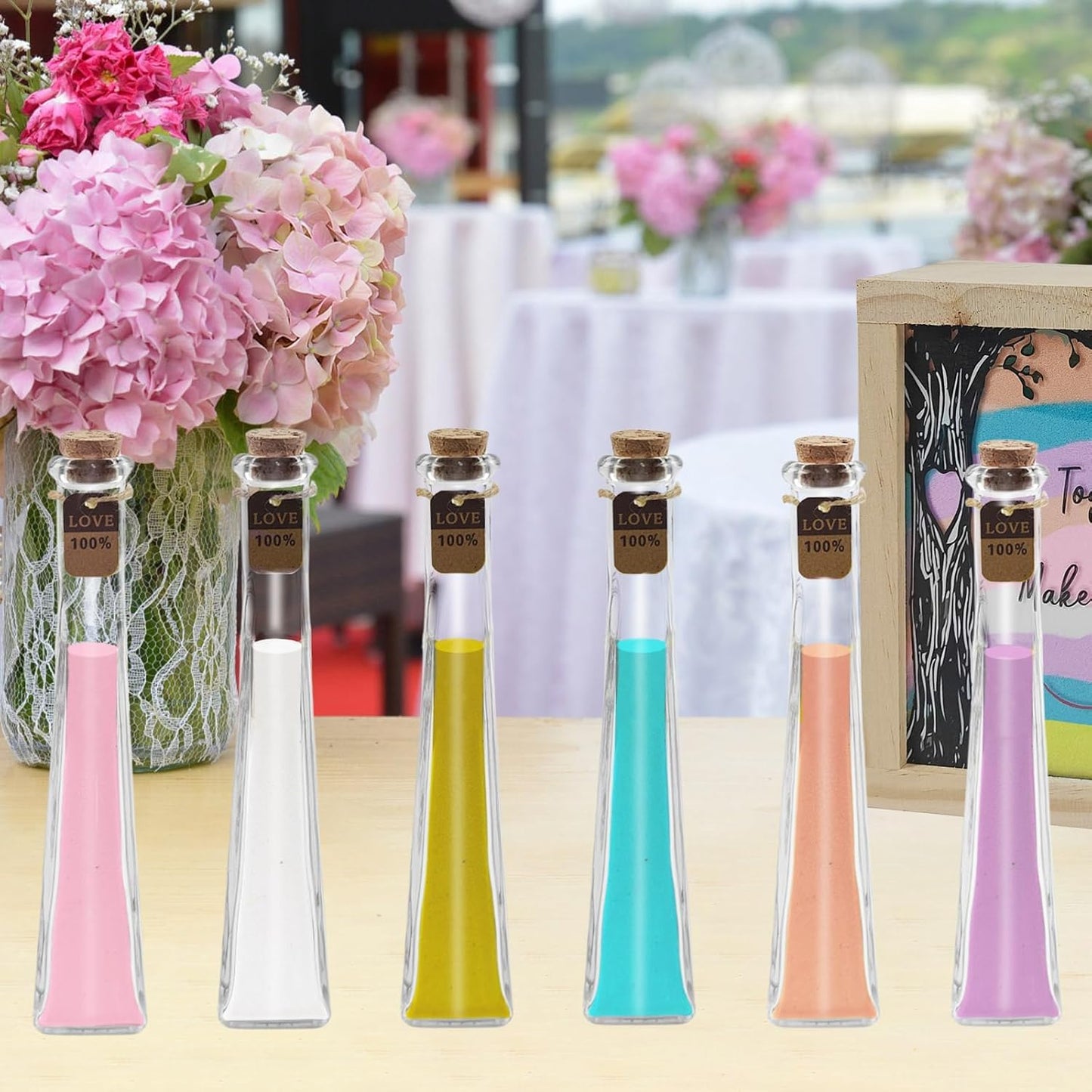 Wedding Unity Sand Ceremony Kit Sand Ceremony Kit for Weddingwith Wood Box 6 Vase 6 Unity for Weddings Bridal Party