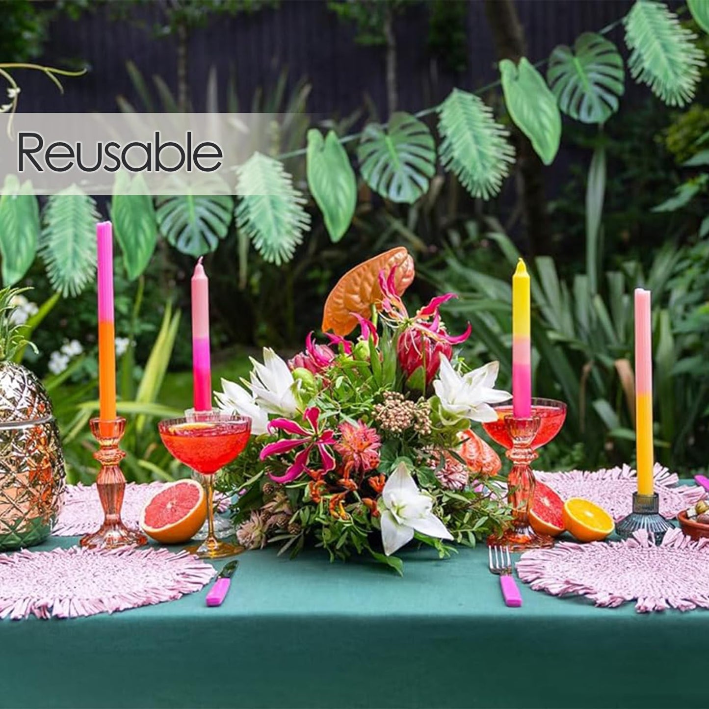 Talking Tables Reusable Tropical Party Decorations Palm Leaves Décor Leaf Garland Hawaiian Theme