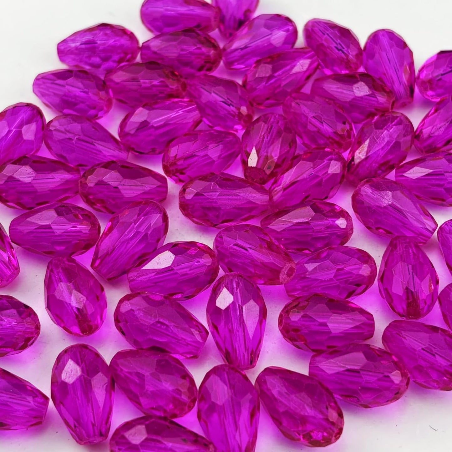 150pcs 4x6mm Teardrop Crystal Glass Beads for Jewelry Making, Faceted Vertical Hole Teardrop Glass Spacer Beads for Wind Chimes Bracelet Earring Necklace DIY Craft(Rose Red)