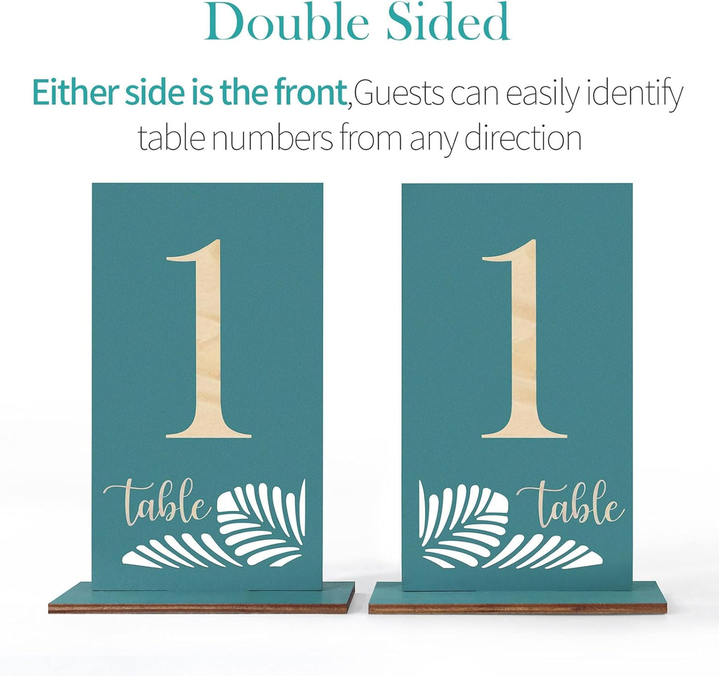 Wooden Table Numbers 1-15,3.2x5.8 Inch Double Sided Rustic Blue Wedding Table Number Signs with Wooden Base,Wedding Centerpieces for Banquet Restaurant Party Decor (Blue, 1-15)