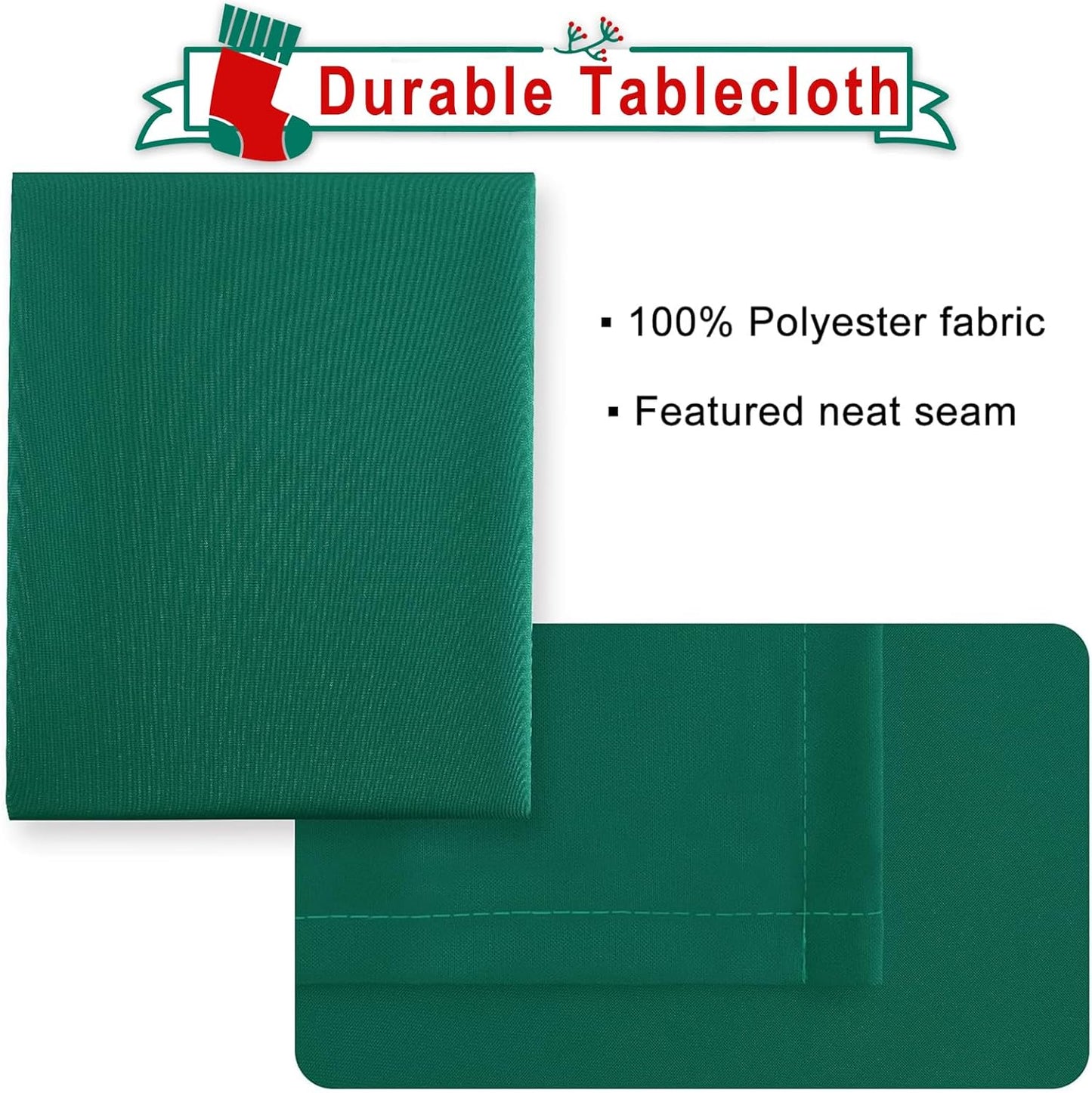 Hiasan Square Tablecloth - Waterproof and Spillproof Washable Fabric Table Cloth for Dining Room Kitchen, Emerald Green, 60 x 60 Inch