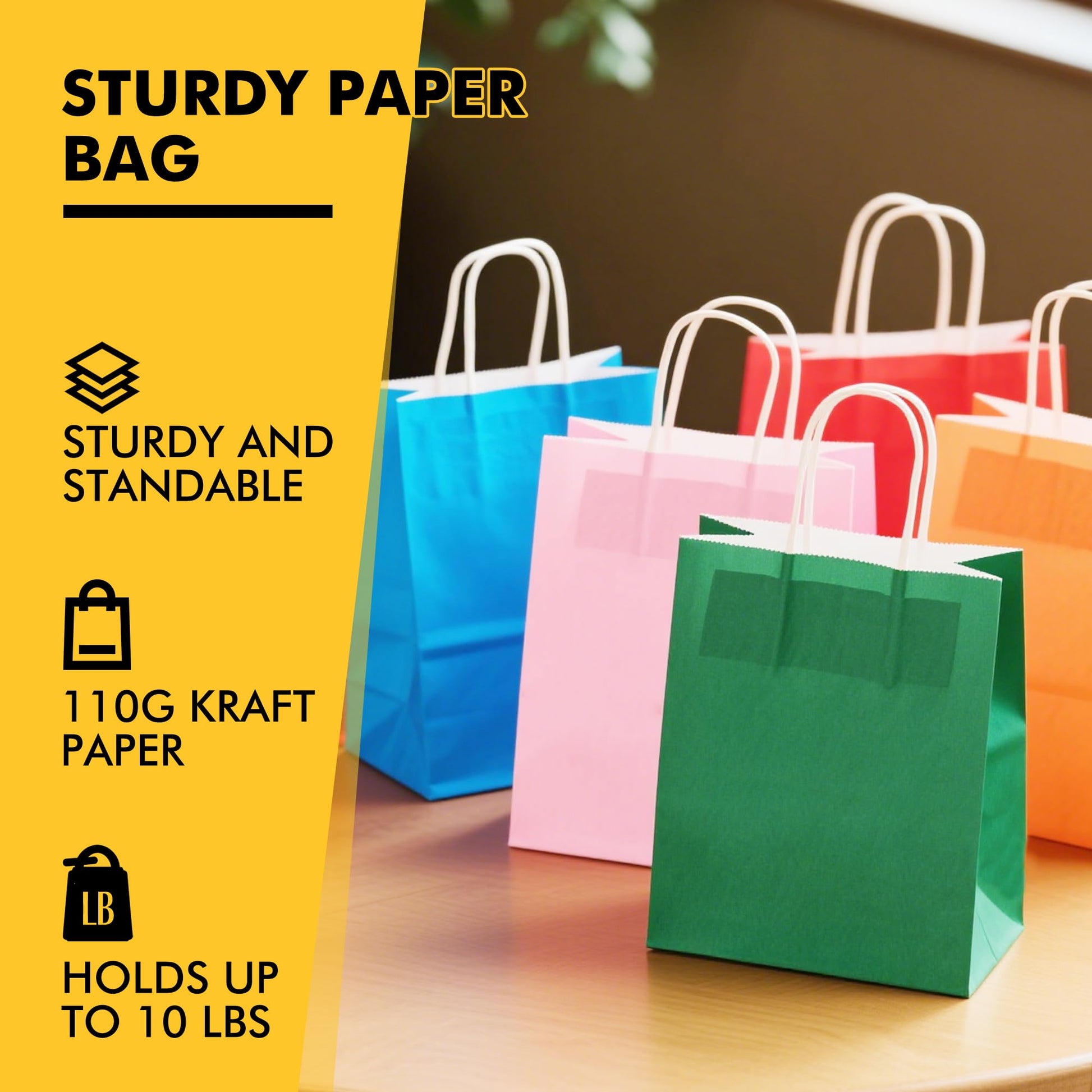 RACETOP Small Kraft Paper Bags 32 Pack 5.8x3.2x8.25 in 8 Colors