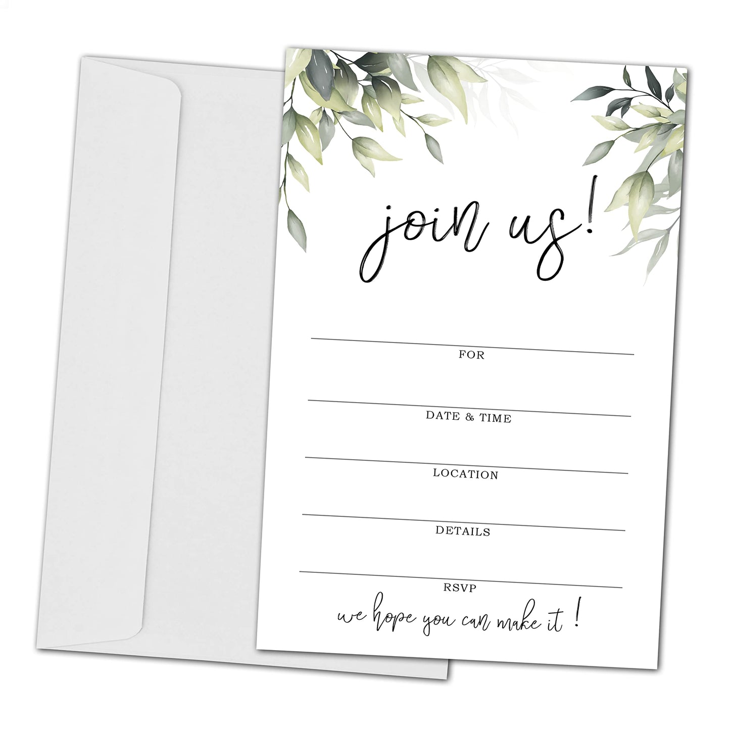 Join Us Invitation Cards With Envelopes -Greenery Invite Cards for All Occasions, Wedding