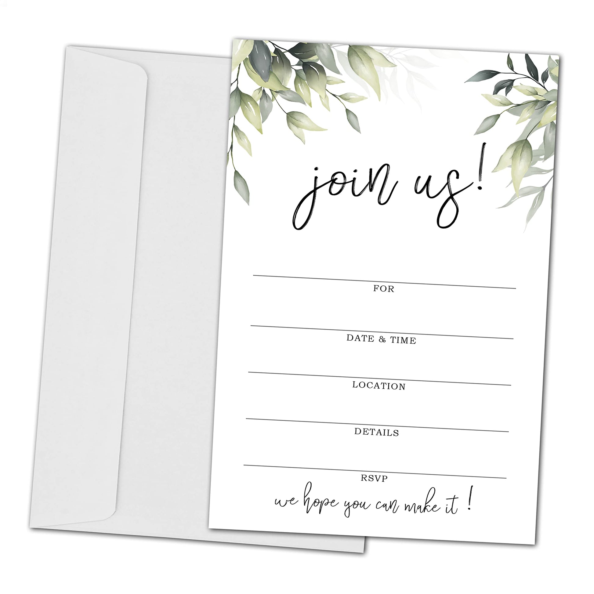 Join Us Invitation Cards With Envelopes -Greenery Invite Cards for All Occasions, Wedding