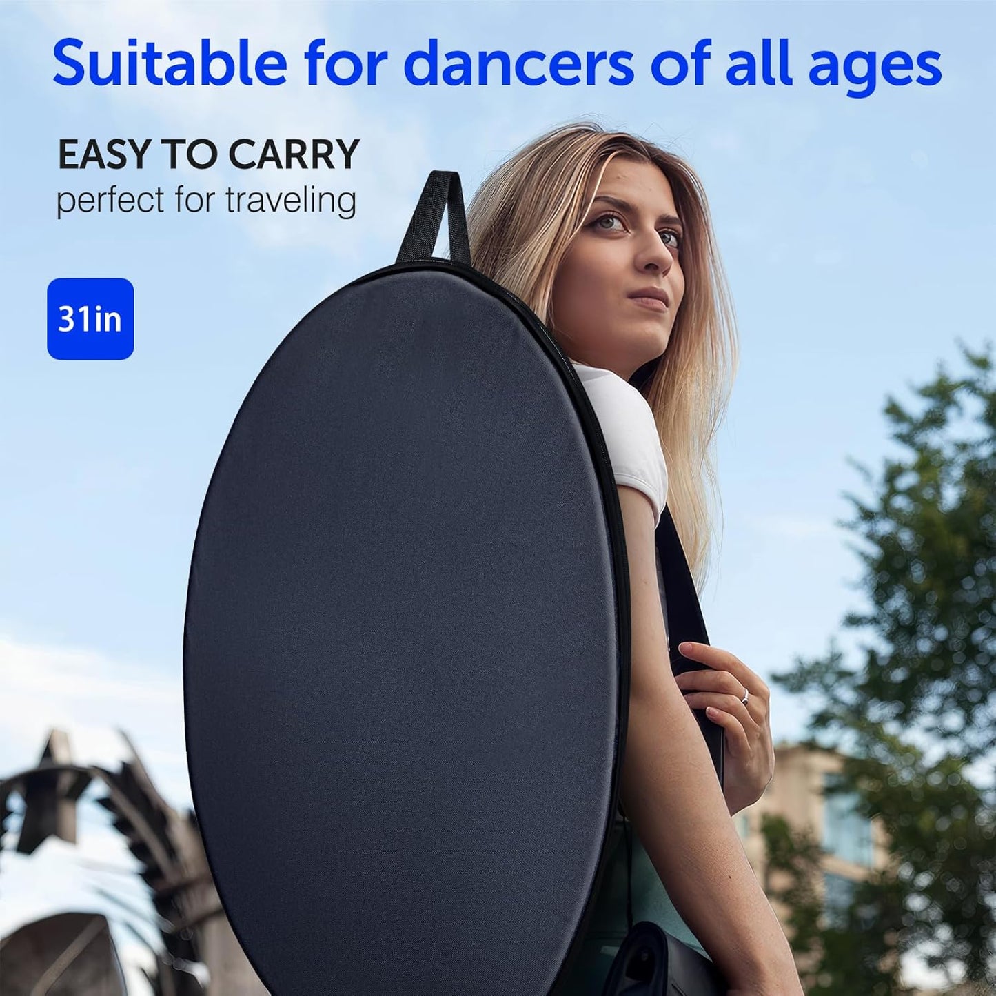 31inch Portable Dance Floor, Tap Dance Floor, Ballet Training Equipment Ideal for Figure Skating Practice Mat,Jazz,Tap Board,Turning Board and Party Dancing for All Ages