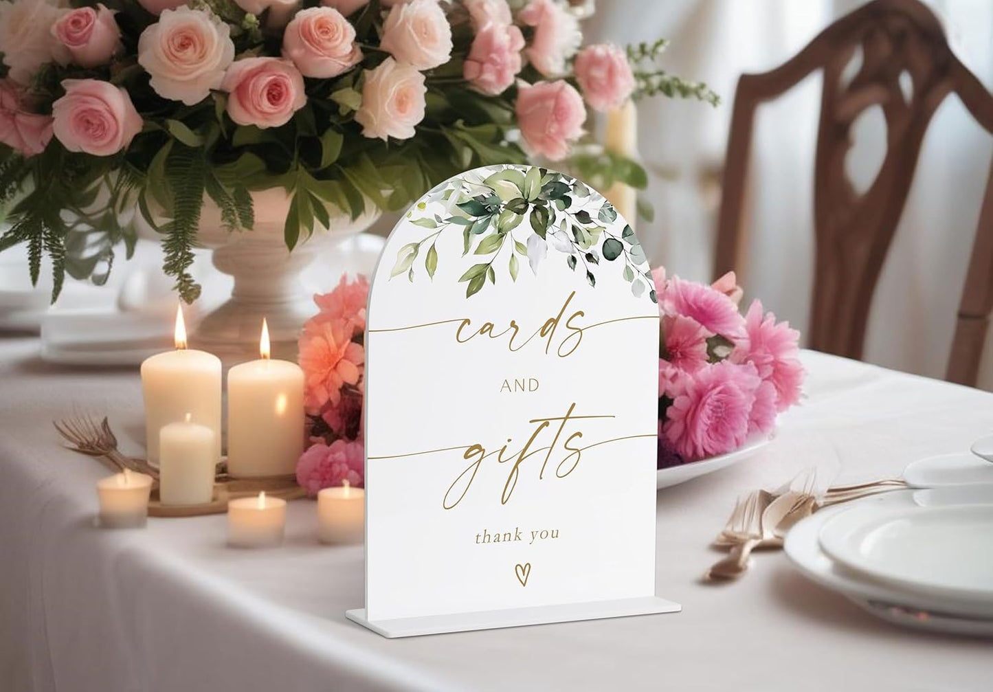 Cards and Gifts Sign, Gift Table Sign, Greenery Gold Bridal Shower Decorations, Wedding Signs for Ceremony and Reception, Engagement Decor, Wedding Table Acrylic Decor, Bachelorette Party Favors - 30