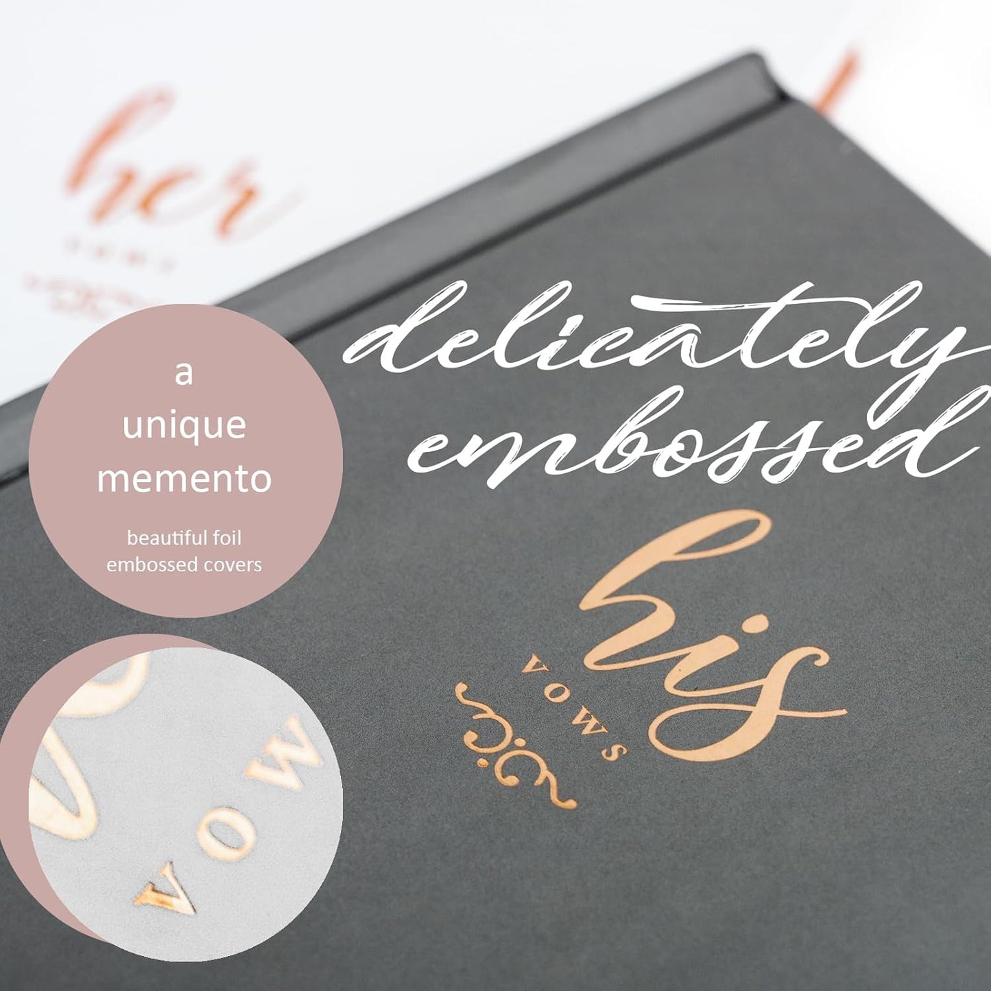 GSM Brands Wedding Vow Books His and Her Hardcover, Ivory Pages, Gold Foil Embellishments 2Pcs (3.9 x 5.5, 40 Pages Each) Includes Ribbon Bookmark