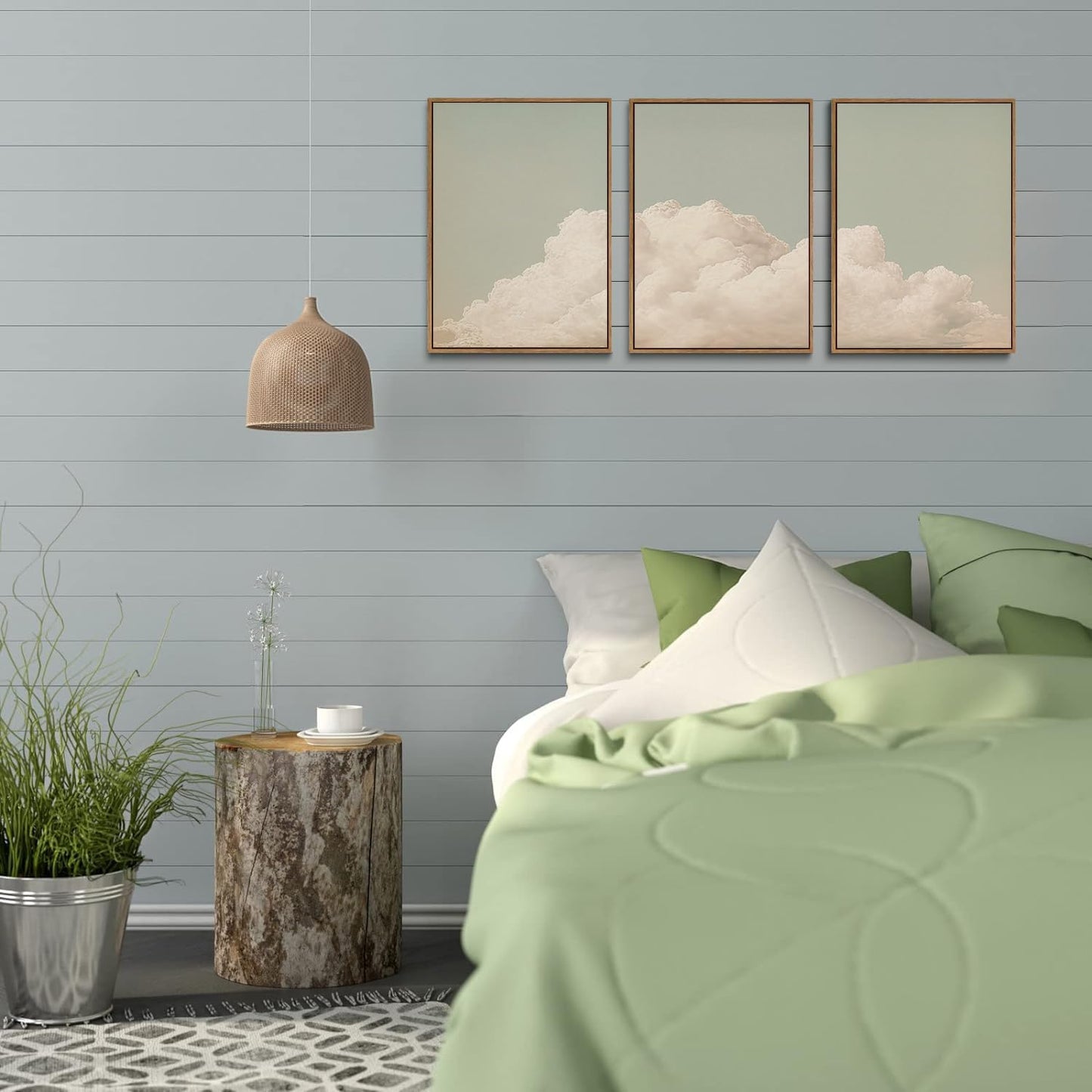 myusuar 3 Piece Large Modern Abstract Canvas Framed Wall Art For Living Room, Dearm Cloud Minimalist Wall Art Decor Posters Prints For Bedroom Office, 12x16in