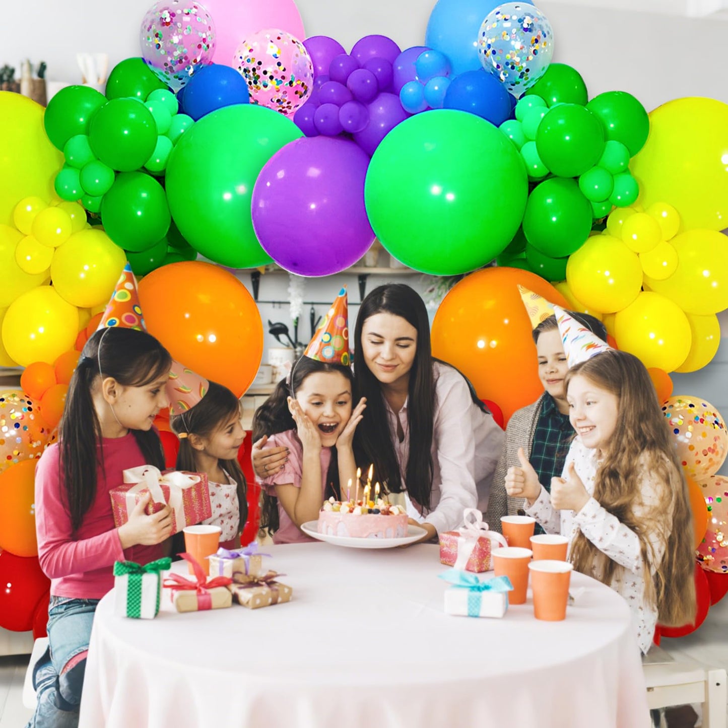 162 Pcs Colorful Rainbow Balloons Arch Kit, Diffrent Size Rainbow Balloon Garland, Globos De