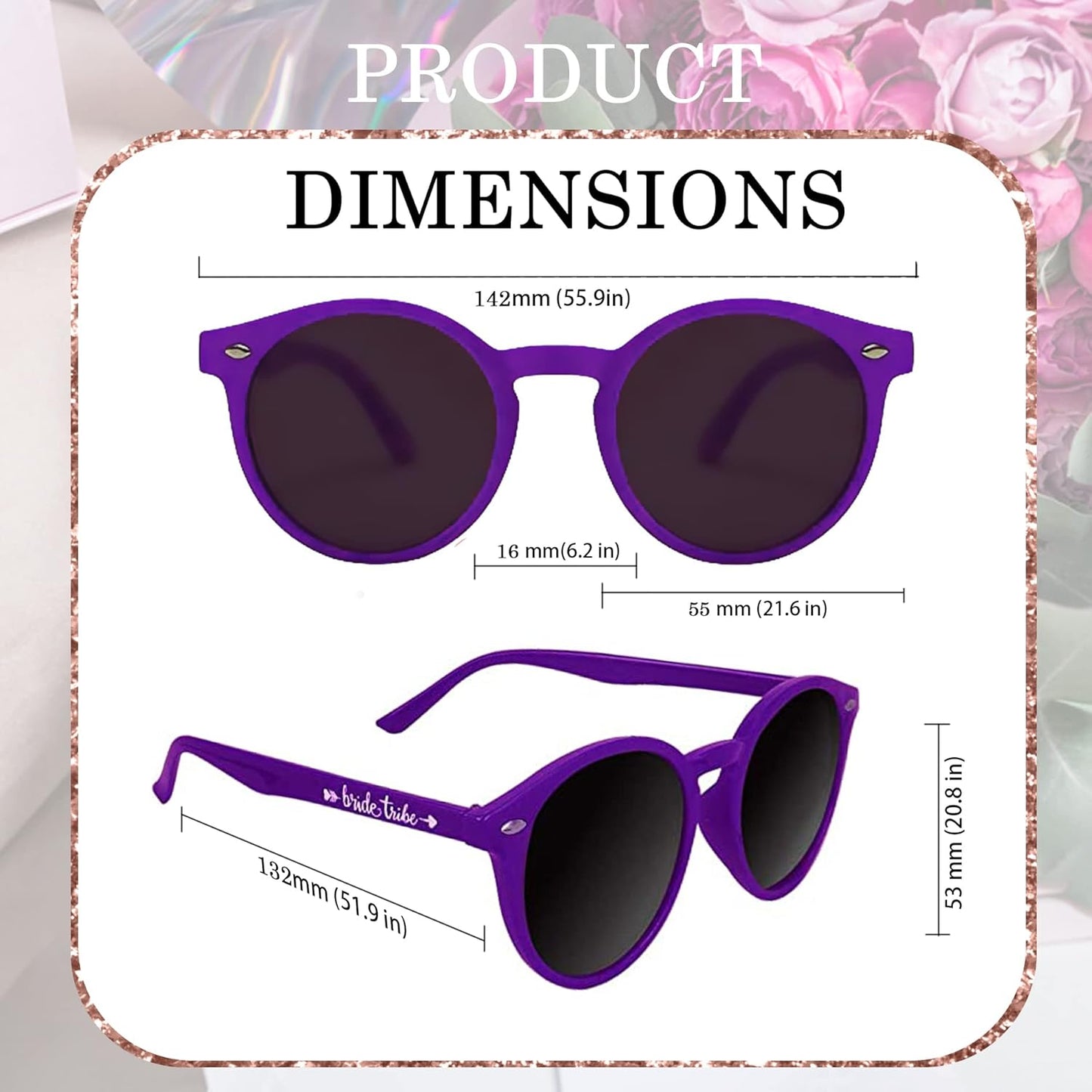 LADY&HOME Bachelorette Party Cat Eye Sunglasses - Bridesmaid & Bridal Shower Supplies, 10pcs Round Weddings Sunglasses