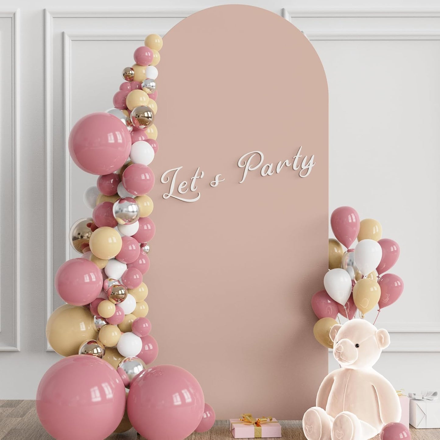 Wokceer 6 FT Wedding Arch Stand and Arch CoverMetal Arch Stand with Arch Stand Cover for Birthday Party Wedding Ceremony Bridal Baby Shower Event Decor, Nude Pink