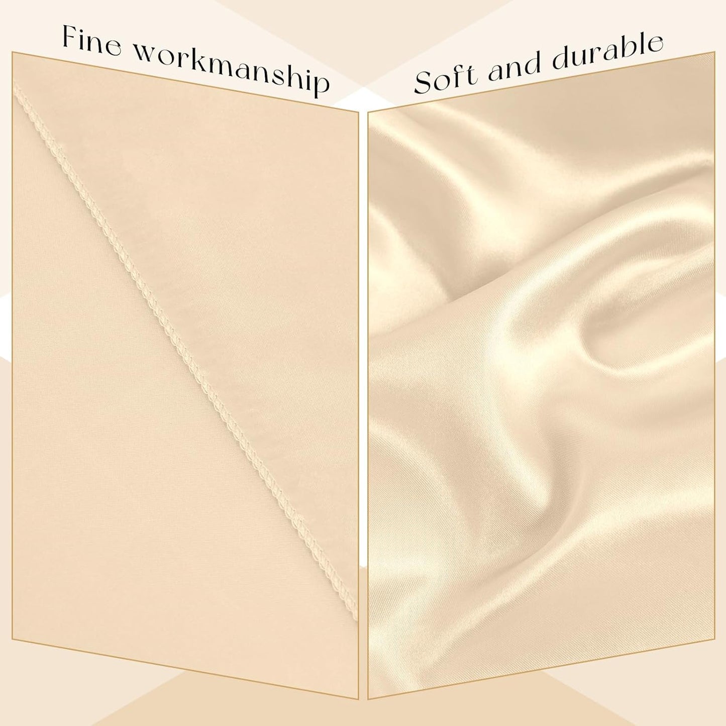 6 Packs Satin Tablecloth 57 x 108 Inch Champagne Rectangular Table Cloth Silk Tablecloth Smooth Fabric Overlay Satin Table Cover Decoration for Wedding Party Banquet Events