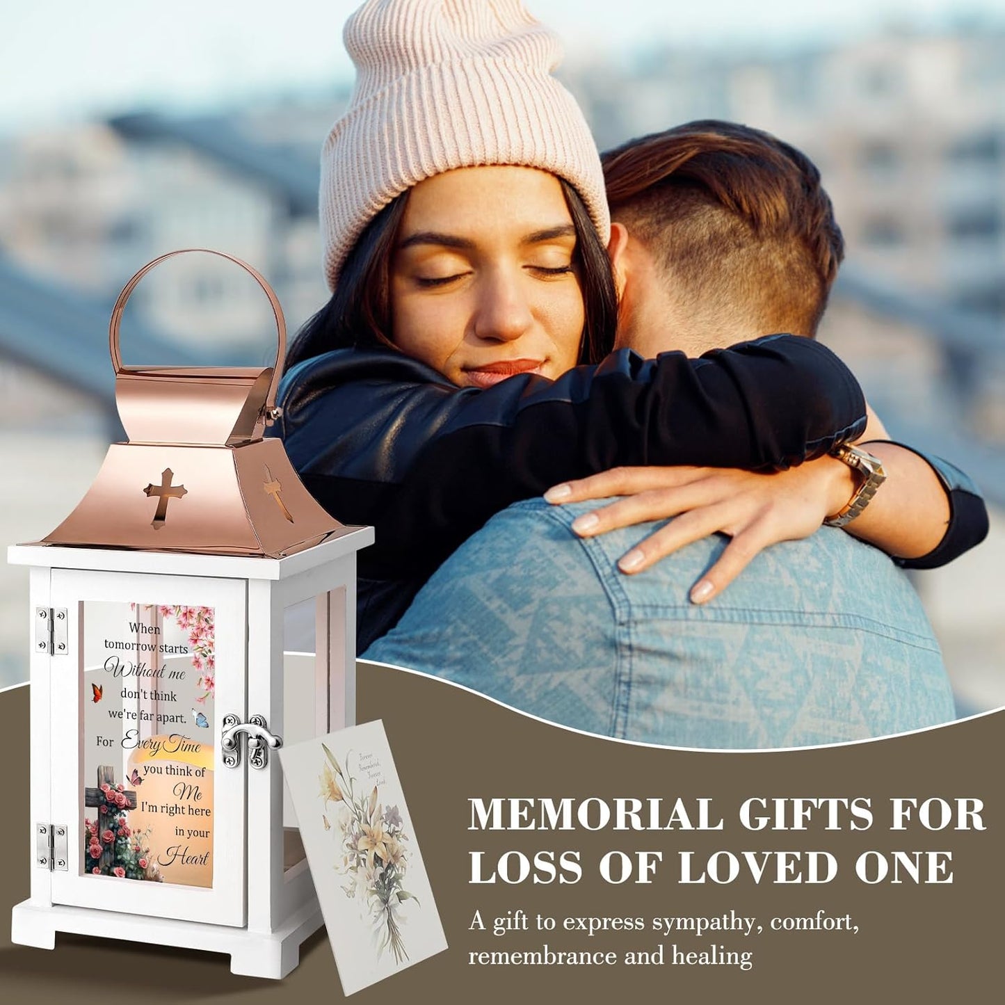 Memorial Lantern, Bereavement Sympathy Gifts for Loss of Loved One, Sympathy Lantern for Loss of Mother Father Brother Sister, Remembrance Funeral Gifts Celebration of Life
