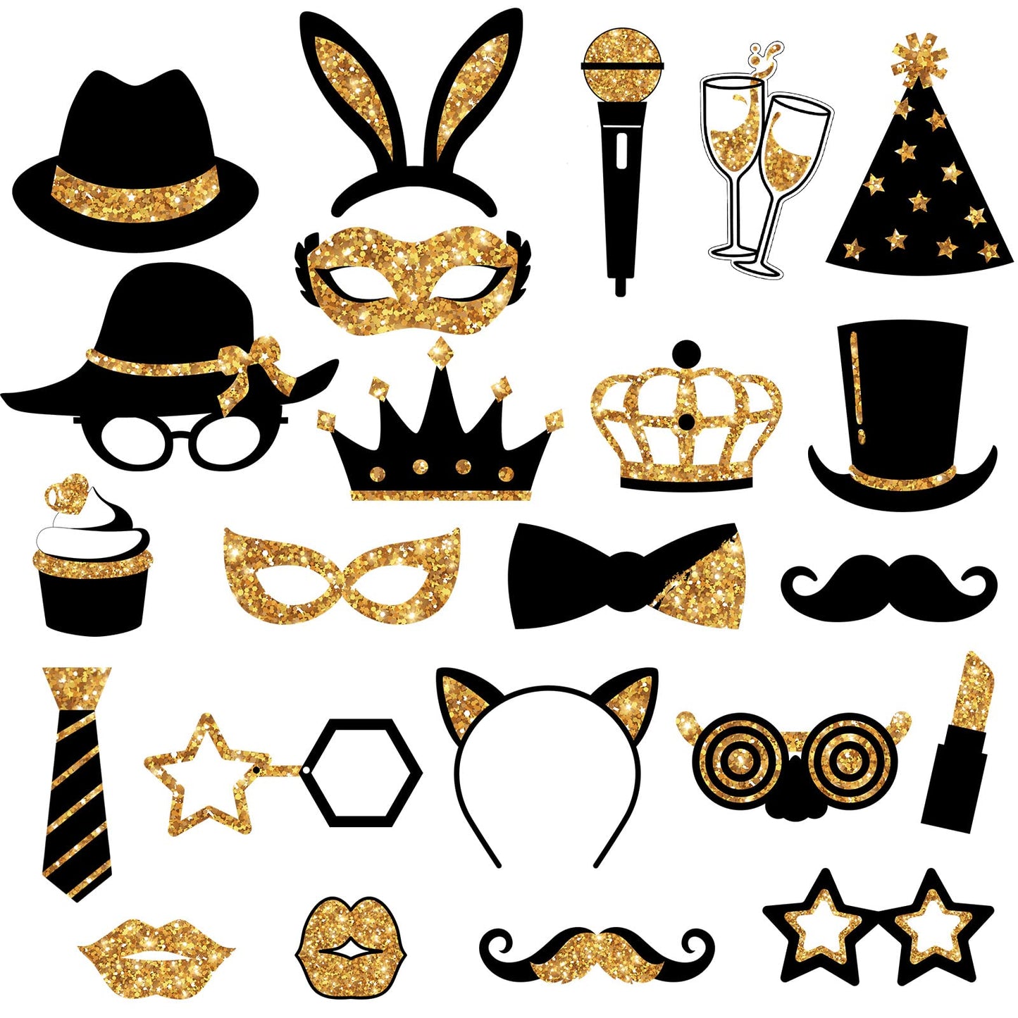 Zonon 24 Pcs Funny Photo Booth Props Birthday Wedding Family Class Reunion Prom Disco Party