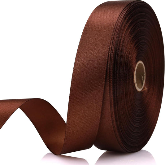 Brown Satin Polyester Ribbon - 7/8 Inch, 60 Yards - Classic, Multiple Occasions