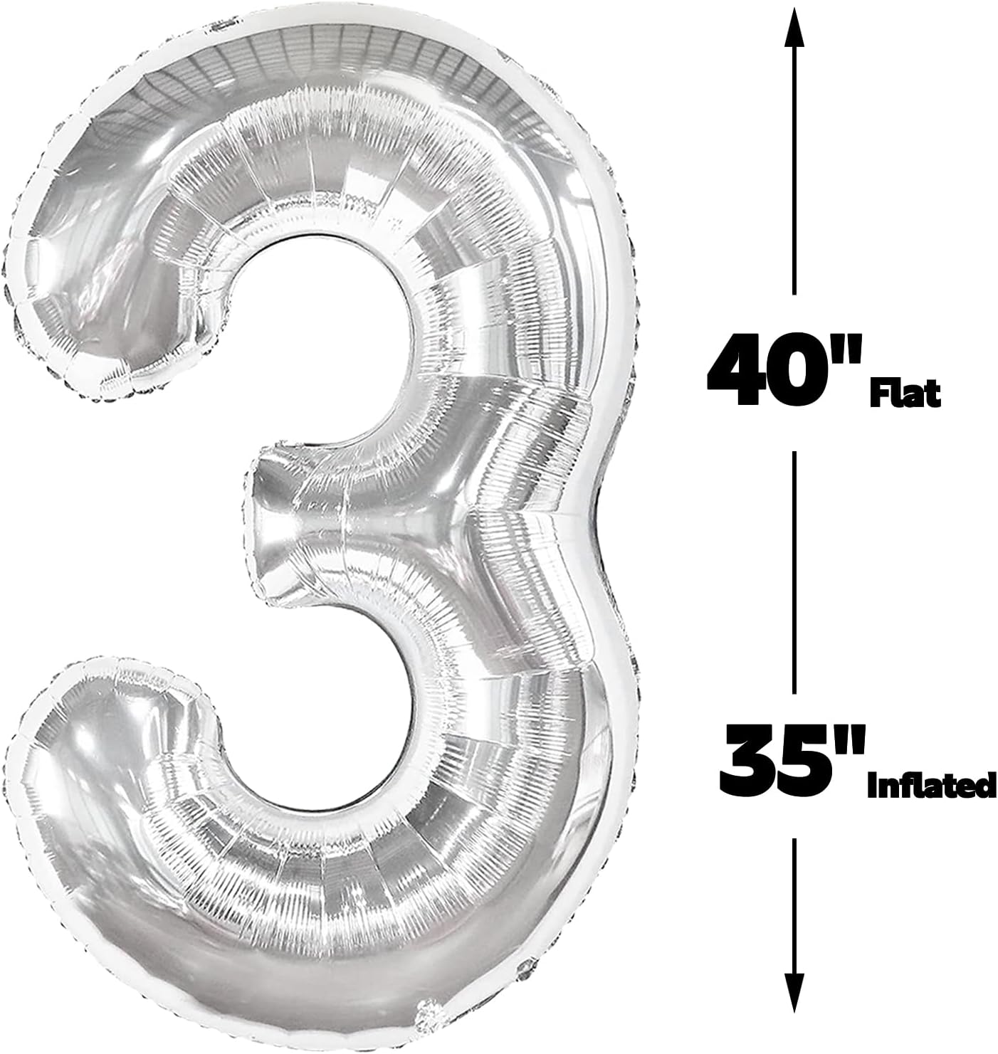 Silver 40 Inch 30 Number Balloons, 30 Decorations for 30 Birthday, Foil Giant Birthday Graduations Anniversary Party Balloons