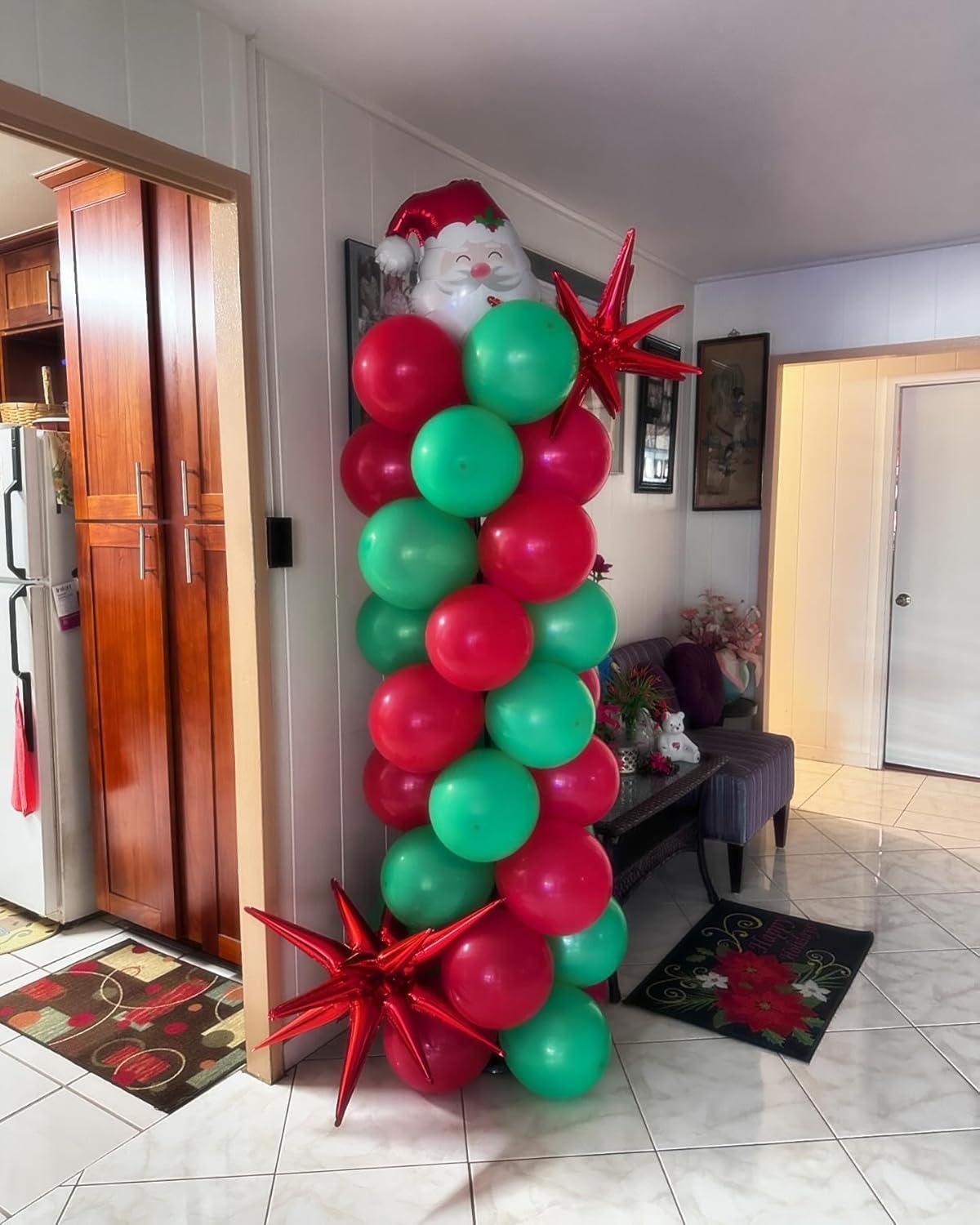 Paready Christmas Balloons, 50Pcs 12 Inch Red, Green, White, Pastel Pink Retro Bean Confetti Balloons for Birthday, Baby Shower, New Year, Christmas Party Supplies