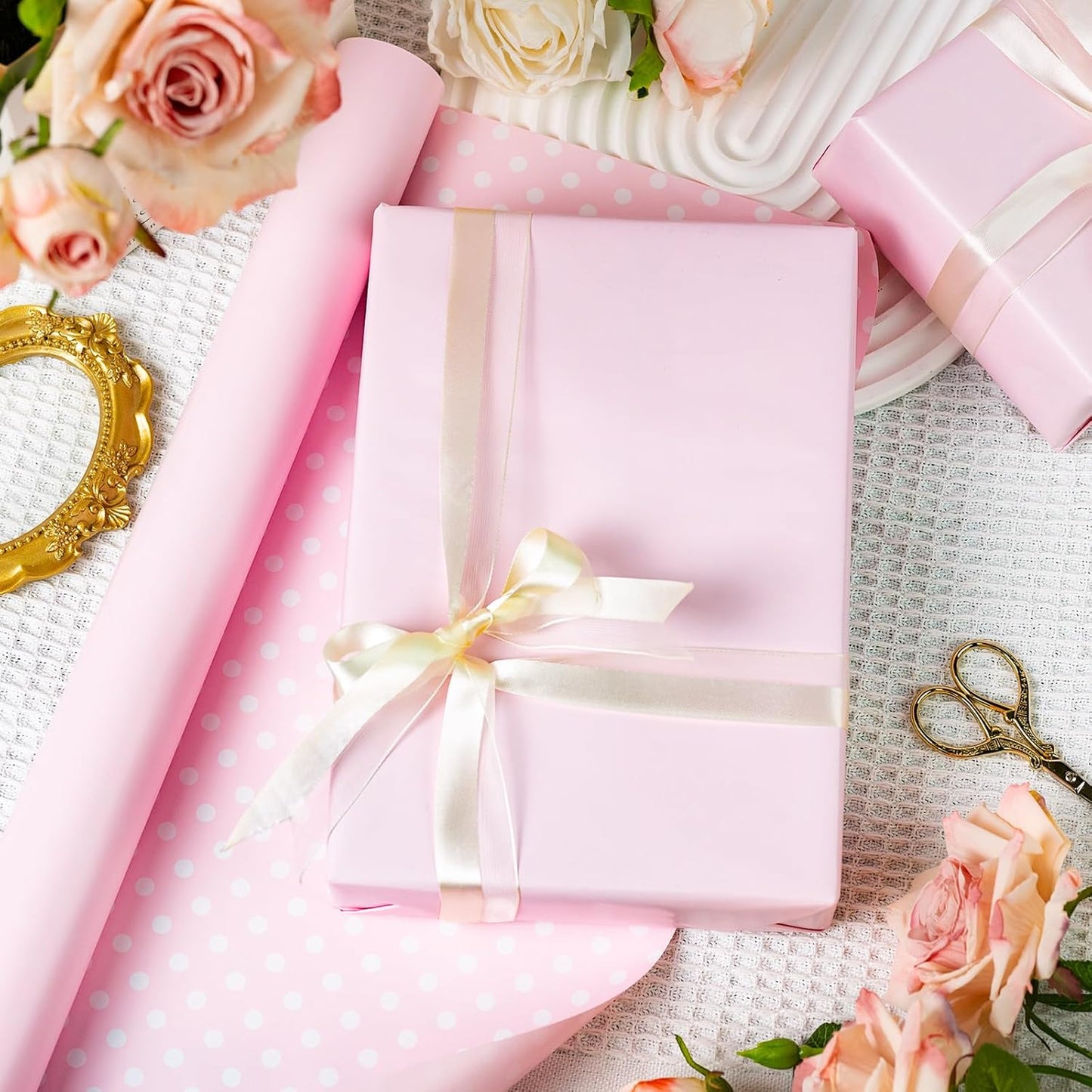 Garbendy Gift Wrapping Paper Roll-Solid Color Pearly-Lustre Paper,Perfect for Wedding, Valentine's Day,Birthday, Christmas,Baby Shower, Party - 17 Inch X 33 Feet