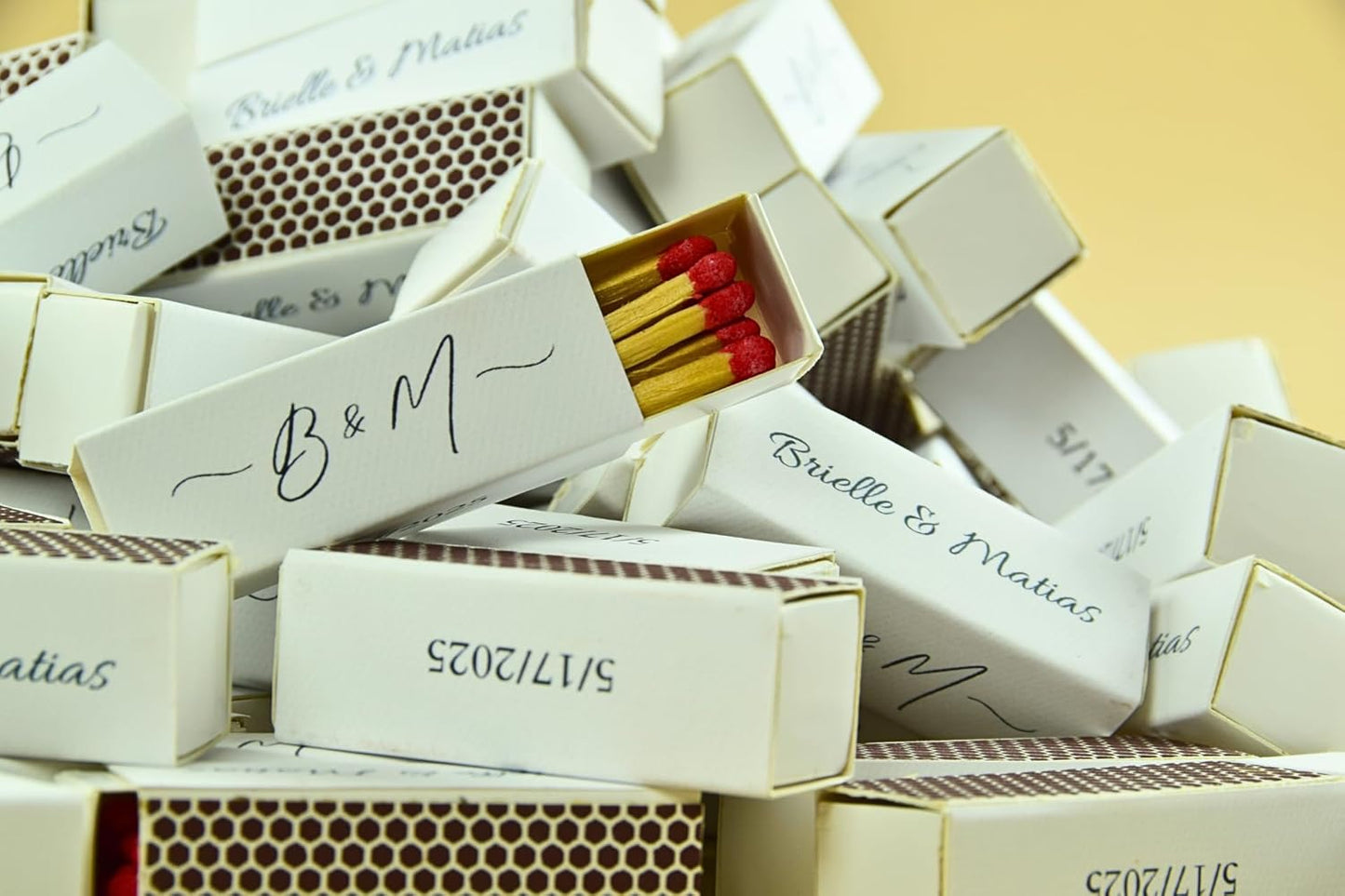 Custom Matchboxes - Set of 10 - Personalized - 2" Inch Long - Colorful Matchsticks - Weddings – Wedding Favor - Matchboxes, Custom Matchbox (2" Matchsticks, Wedding Design #4)