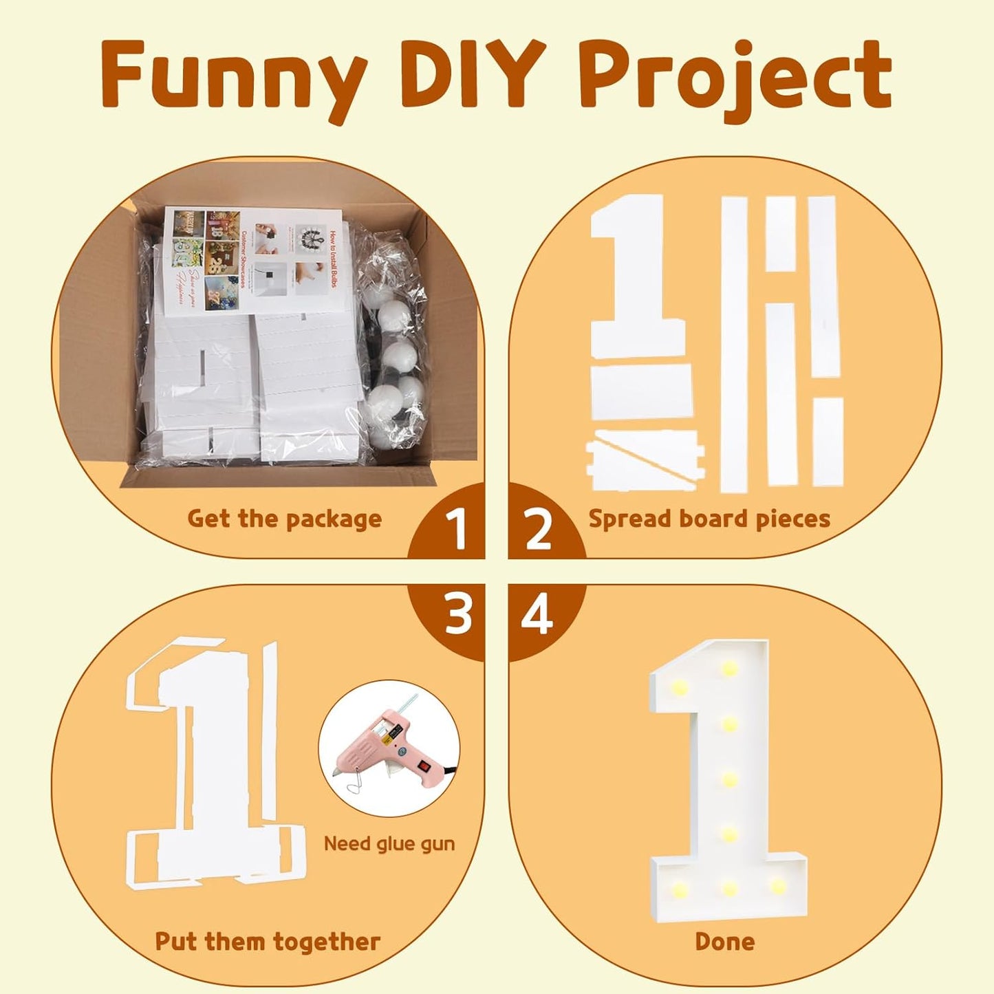 imprsv Marquee Light Up Numbers, Mosaic 3FT Marquee Numbers for 40th Birthday Decorations Anniversary Party Decor, Large 4 for Party Decorations (Need to Assemble)