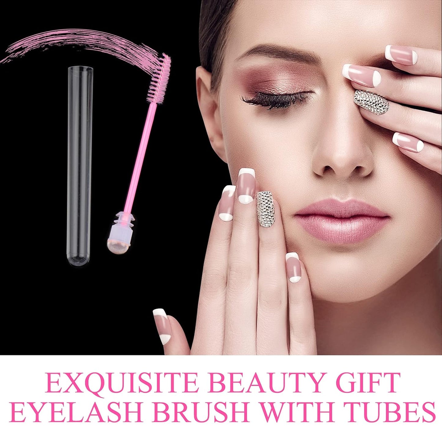 20 Pieces Disposable Mascara Brushes Eyelash Brush Wand Diamond Mascara Wands with Tube Makeup Tool Lash Spoolies Sanitary Brushes Lash Extension Supplies (Tube Sky Pink 20)