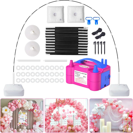 Chamvis Balloon Arch Kit and Electric Balloon Pump, 7.4ft Balloon Arch Stand with Base - for Wedding Baby Shower Birthday Party Decorations