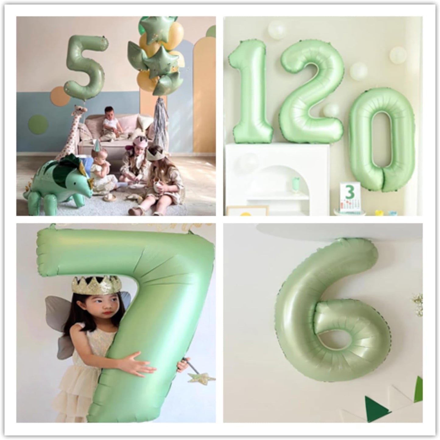 Number 6 Balloons, 40’’ Large Olive Green Number 6 Foil Helium Balloons for Girls Women, Self Inflating Number Balloons 0-9 for Men Boys 6th 16th Birthday Graduation Anniversary Party Decoration