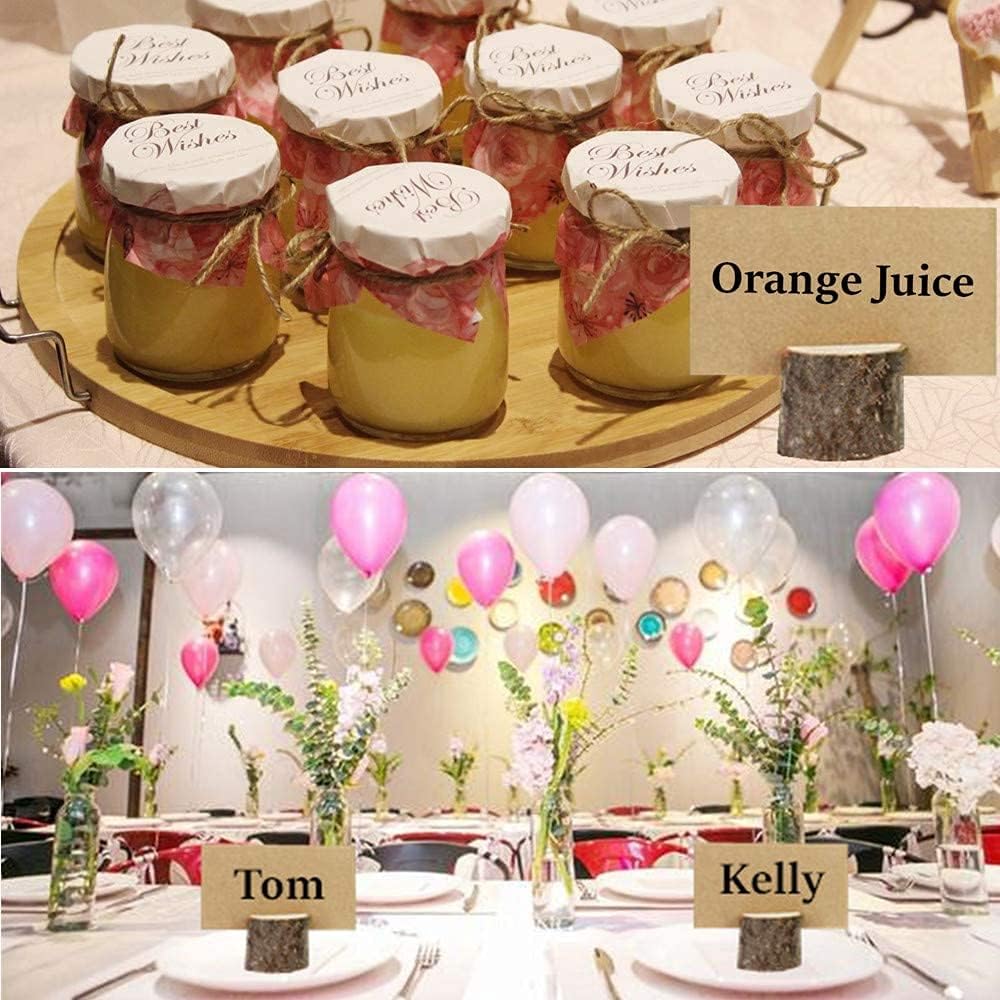 10Pcs Wood Place Card Holder Rustic Wood Table Numbers Holder with 20Pcs Kraft Table Place Cards Party Wedding Table Name Card Holder Memo Note Card