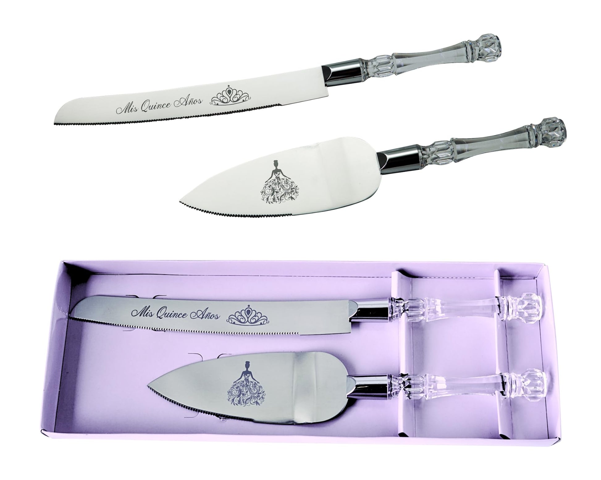 Lassos Boutique Mis Quince Años Quinceanera Cake Serving and Knife Set, Sweet 15 Birthday Cake