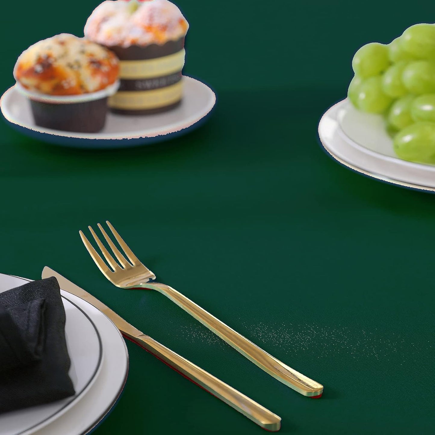 60 inch Round Tablecloth Washable Polyester Table Cloth Decorative Table Cover for Wedding Party Dining Banquet（60 inch,Hunter）