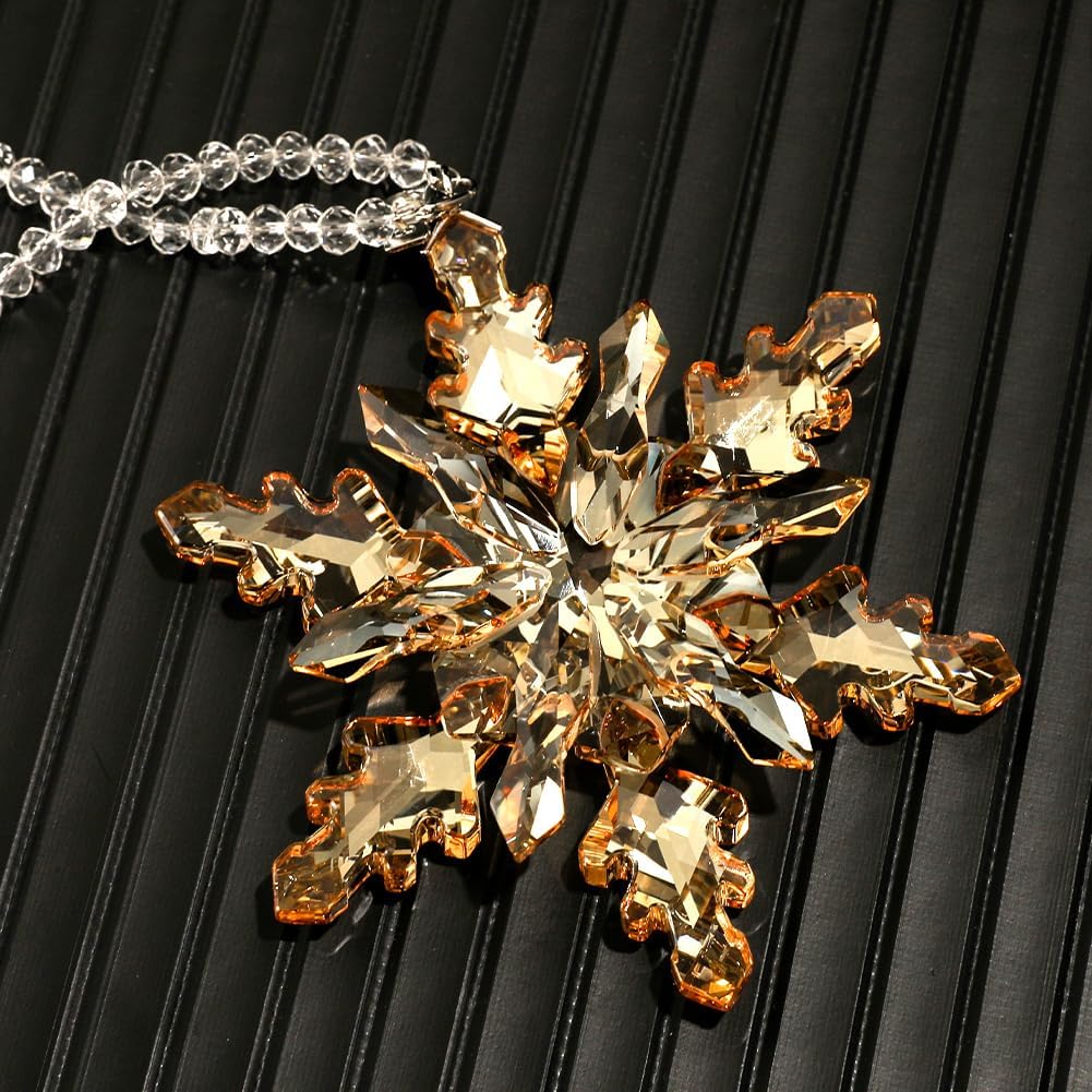 2024 Crystal Snowflake Ornaments Annual Edition Christmas Tree Ornament Home Gifts (2023-Champagne)