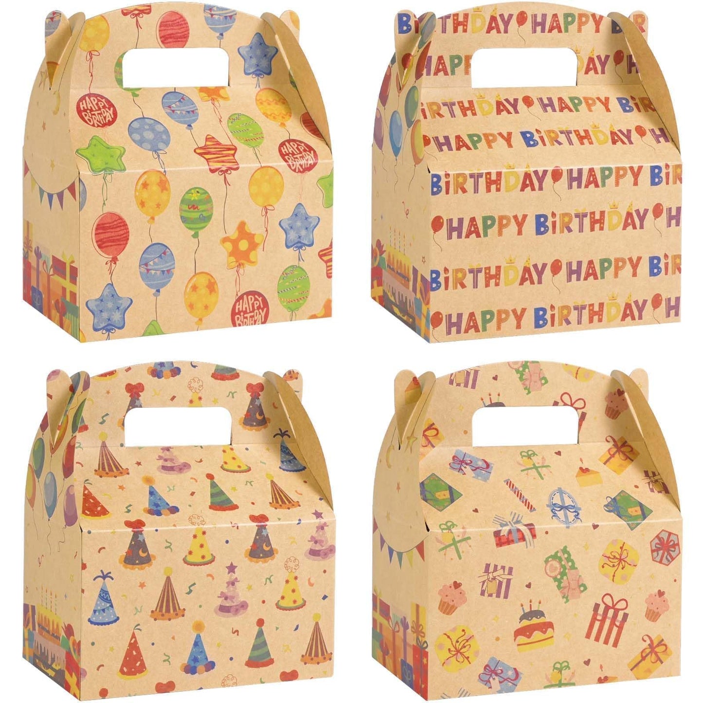 WERNNSAI 12 Pcs Birthday Party Treat Boxes Kraft Gift Box for Birthday