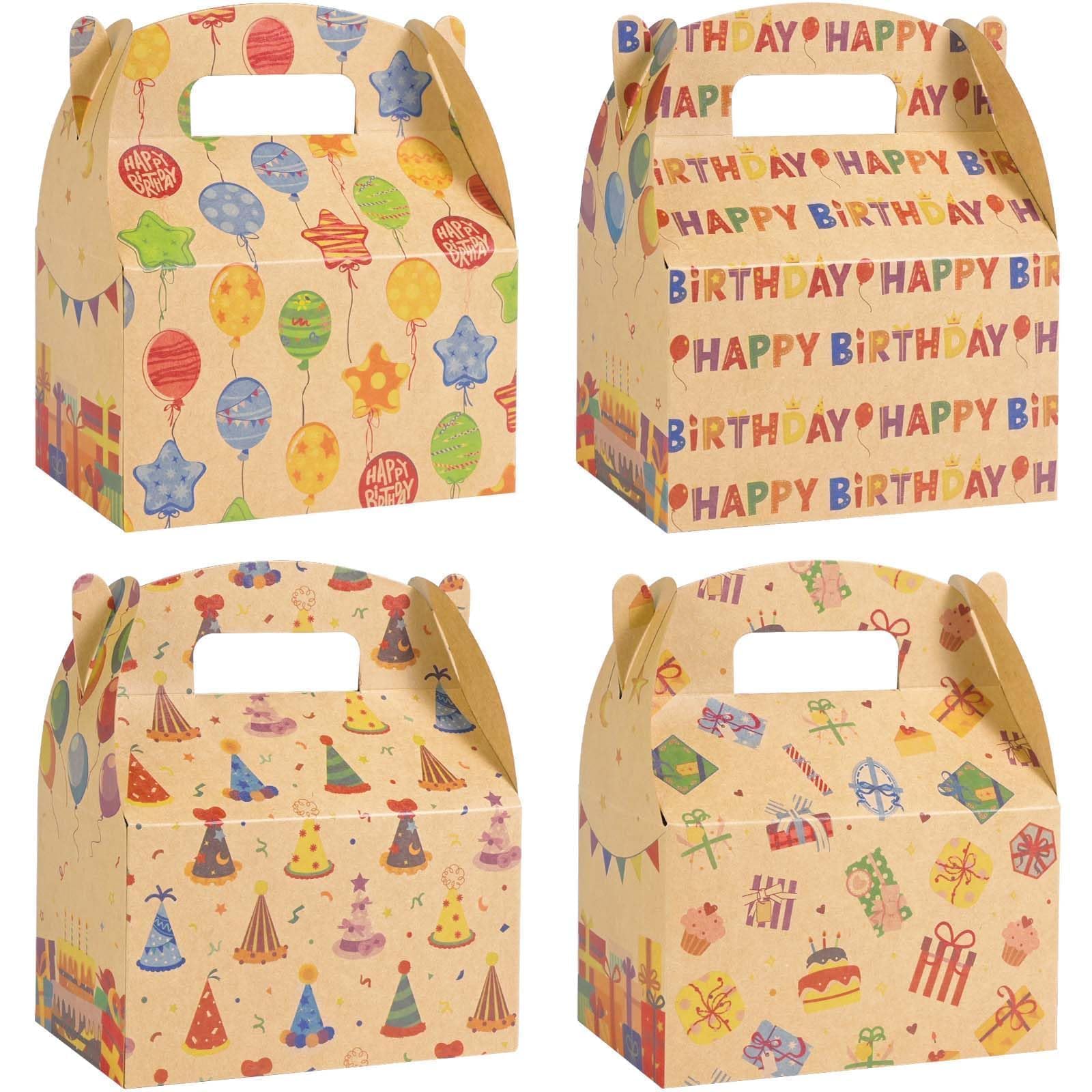 WERNNSAI 12 Pcs Birthday Party Treat Boxes Kraft Gift Box for Birthday