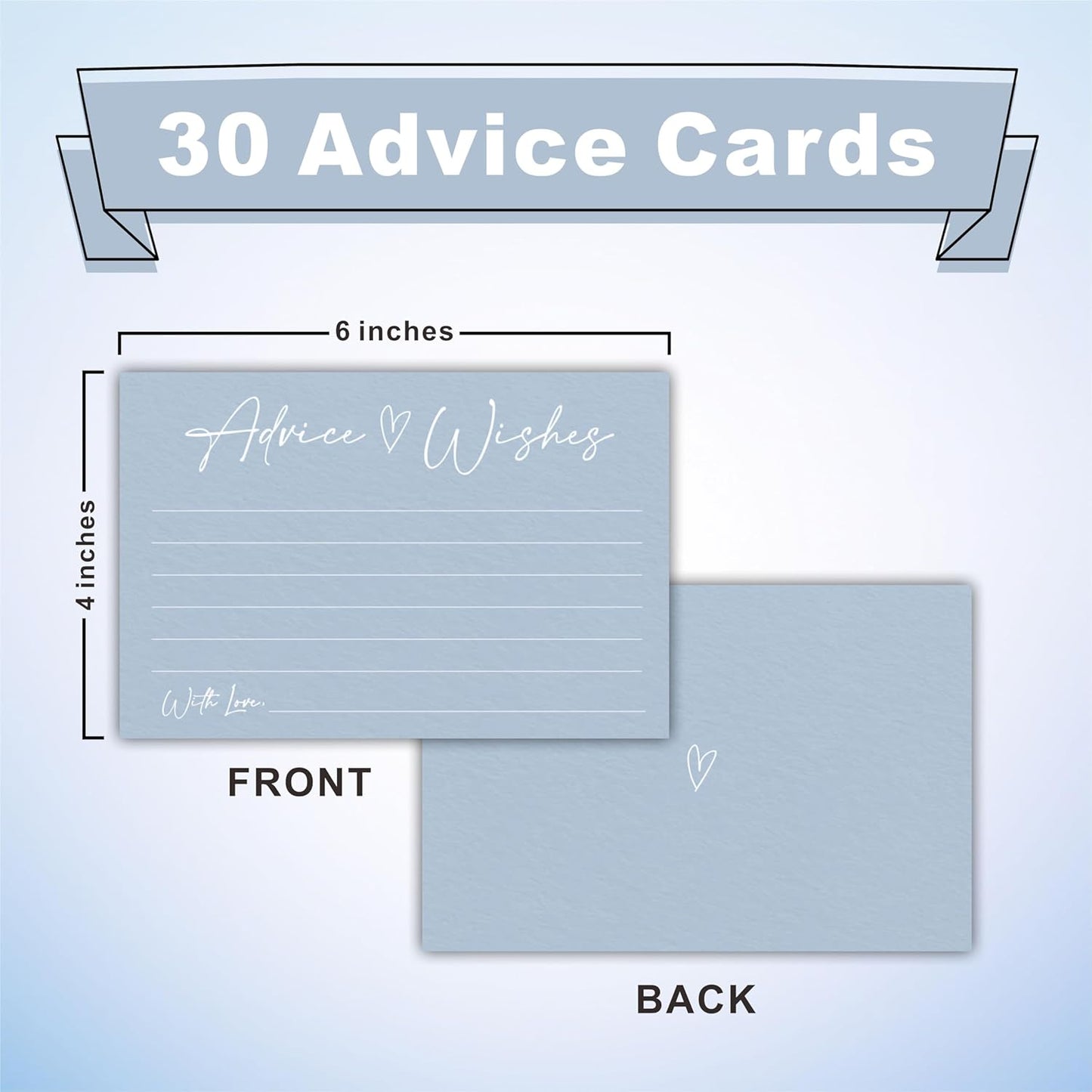 Advice And Wishes Cards, 30 Minimalism Blue Wishes Cards For Wedding, Bridal Shower, Advice And Wishes For The Mr And Mrs, Baby Shower, Graduation, Retirement, Anniversary, Party Favor- A03