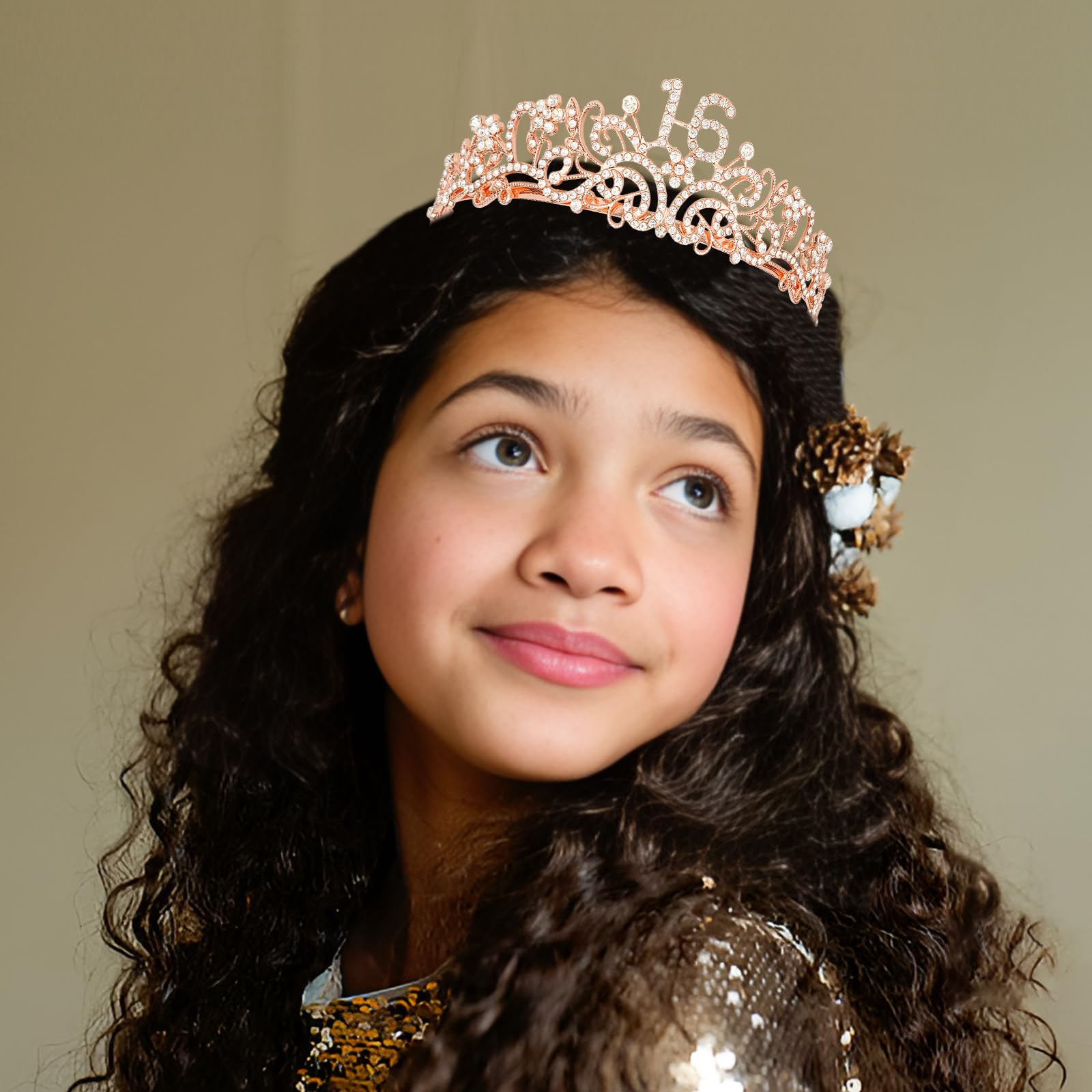 Semato Sweet 16 Party Decorations Set - 16th Birthday Crown and Sash Glitter Kit for Girls Party
