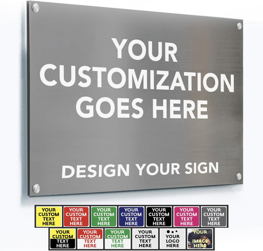 Custom Metal Signs, Personalized Aluminum, Customized Safety, Business Signs, Waterproof Outdoor, White Aluminum (Gray, 24x18 In)